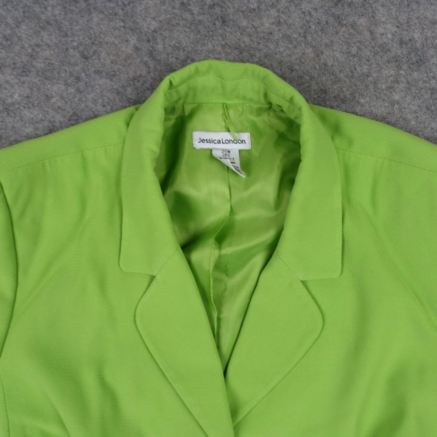 Vintage VINTAGE Jessica London Blazer Womens 20W Green Lined Notch Lapel Career Jacket Size 3XL / US 20-22 - 2 Thumbnail
