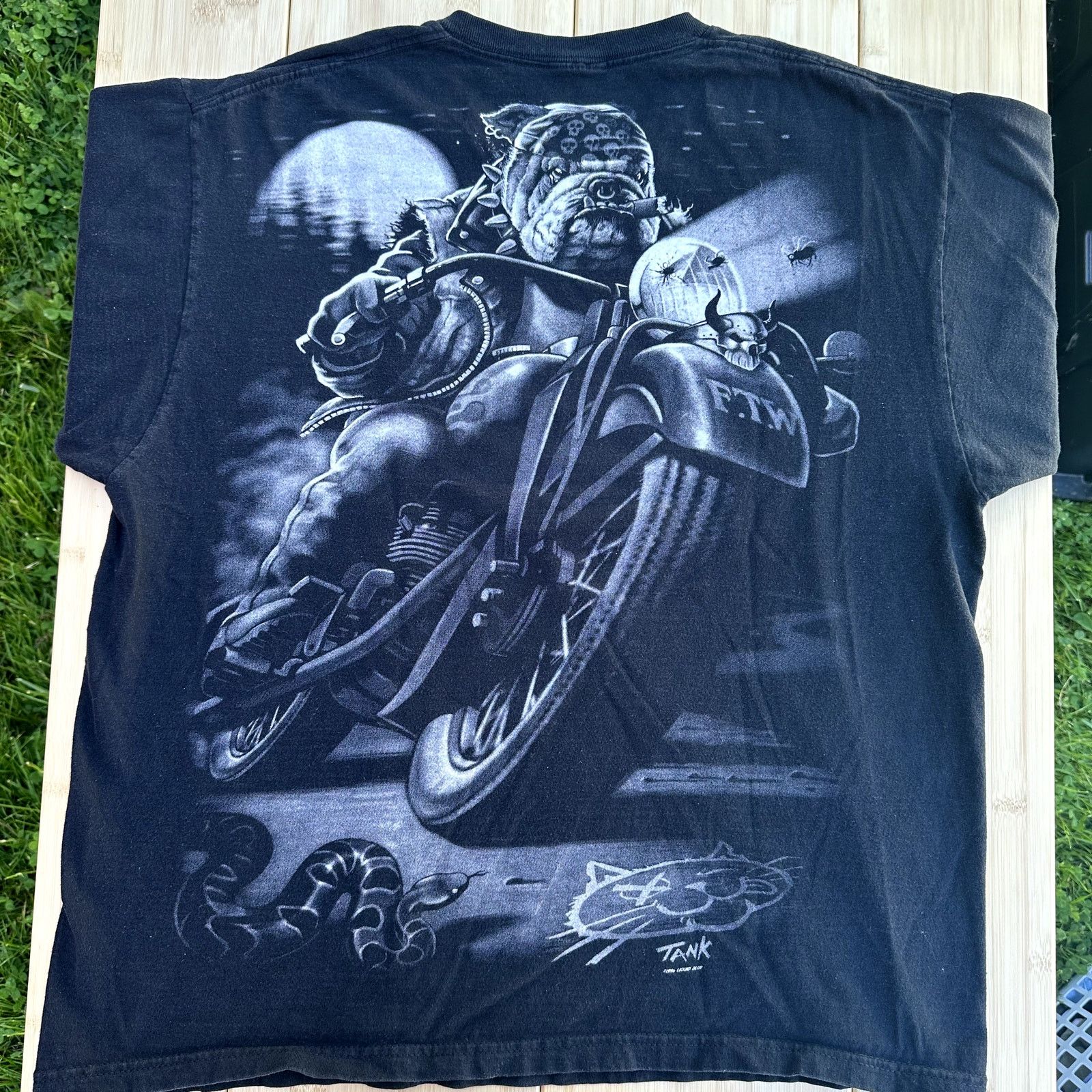 Japanese Brand × Liquid Blue Vintage Liquid Blue Bulldog Biker Shirt Cats Sucks XL Size US XL / EU 56 / 4 - 1 Thumbnail