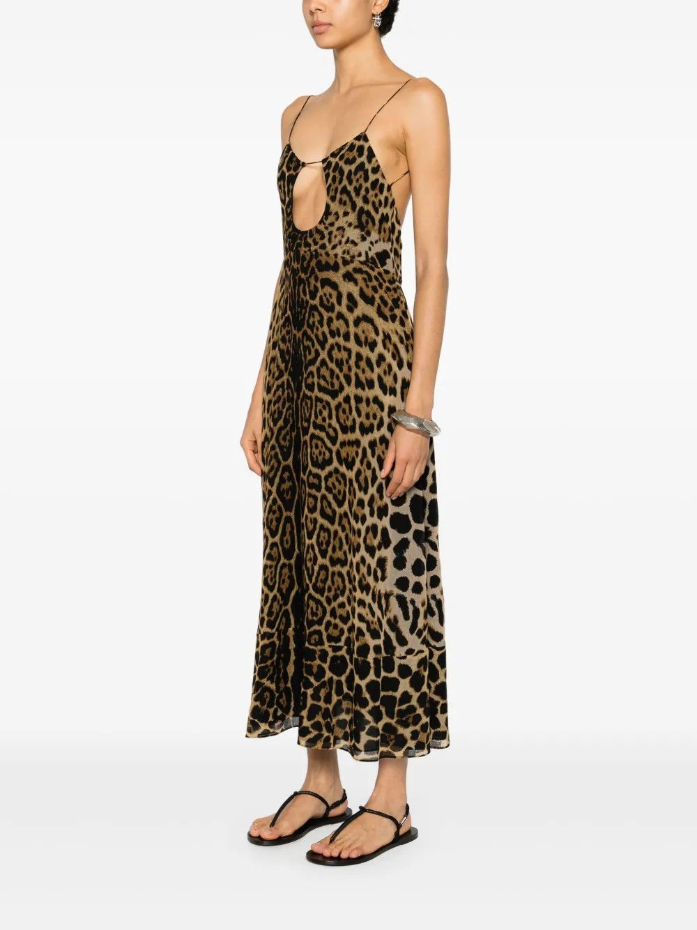 Saint Laurent Paris o1y0126 Midi Dress in Brown/Black Size L / US 10 / IT 46 - 3 Thumbnail