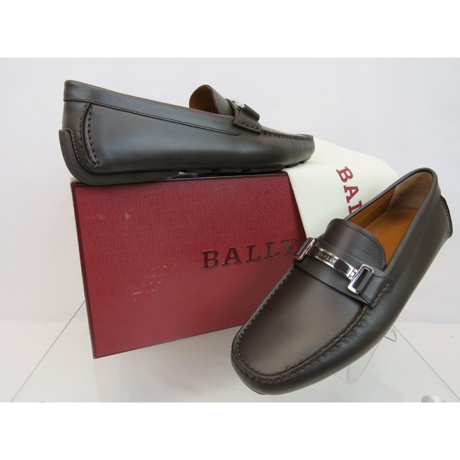 Bally BALLY DRULIO BROWN LEATHER METAL LOGO DRIVING LOAFERS 11 D Size US 11 / EU 44 - 2 Thumbnail