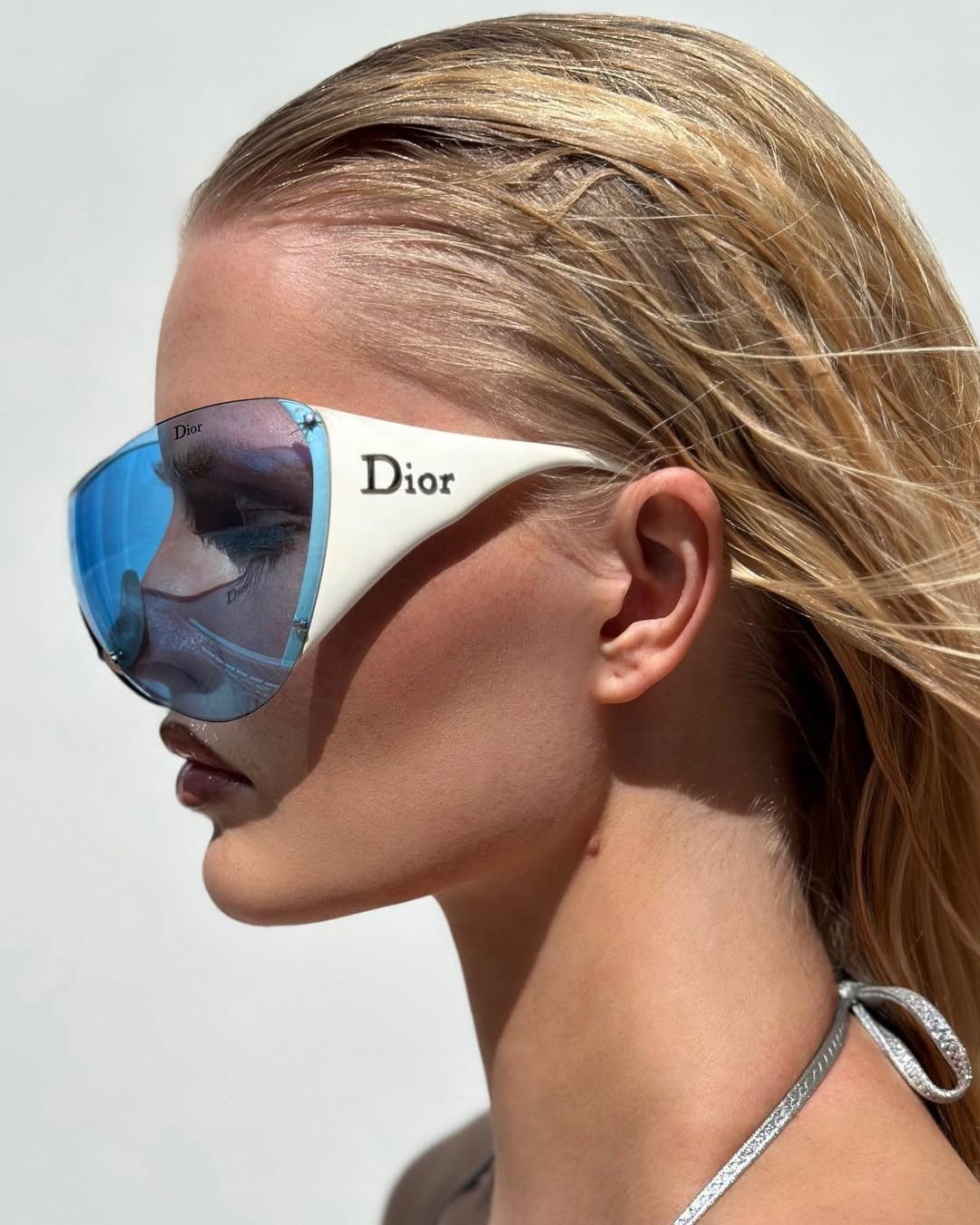 Dior 🔴 DIOR Sunglasses Ski 1 White Blue Mask Shield GALLIANO Size ONE SIZE - 2 Thumbnail