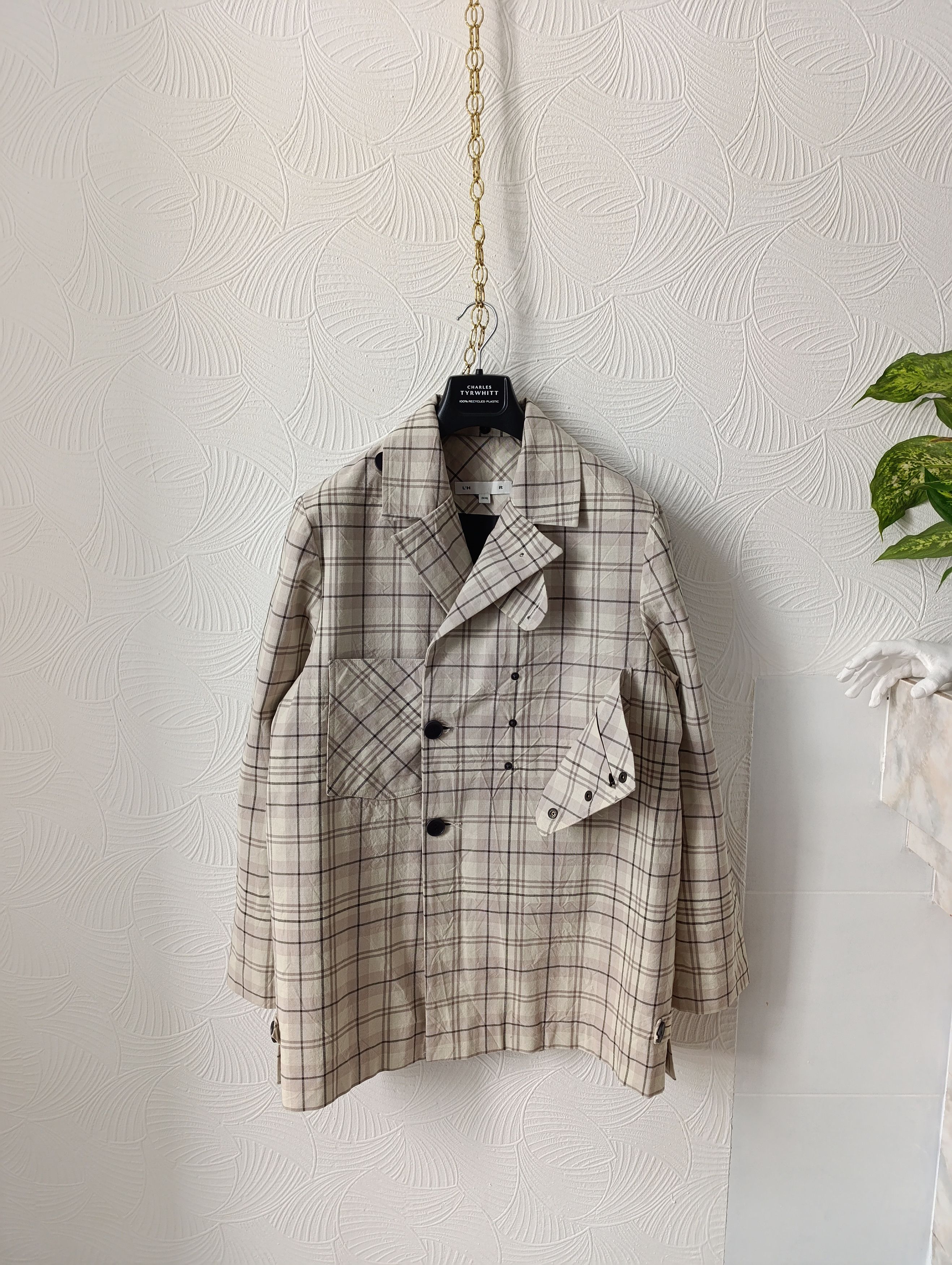 L'Homme Rouge LHOMME ROUGE OFF-WHITE STORY CHECK JACKET MENS Size US M / EU 48-50 / 2 - 3 Thumbnail