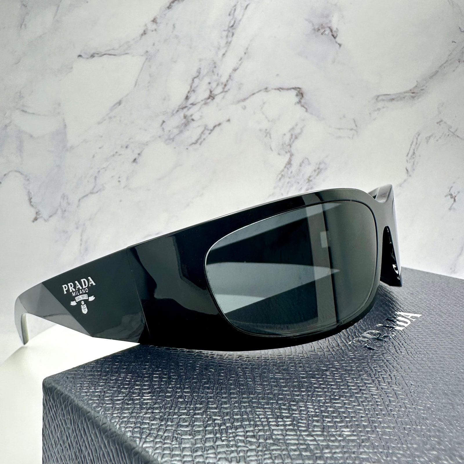 Prada New Prada Sunglasses Black Symbole Logo Wrap Size ONE SIZE - 12 Thumbnail