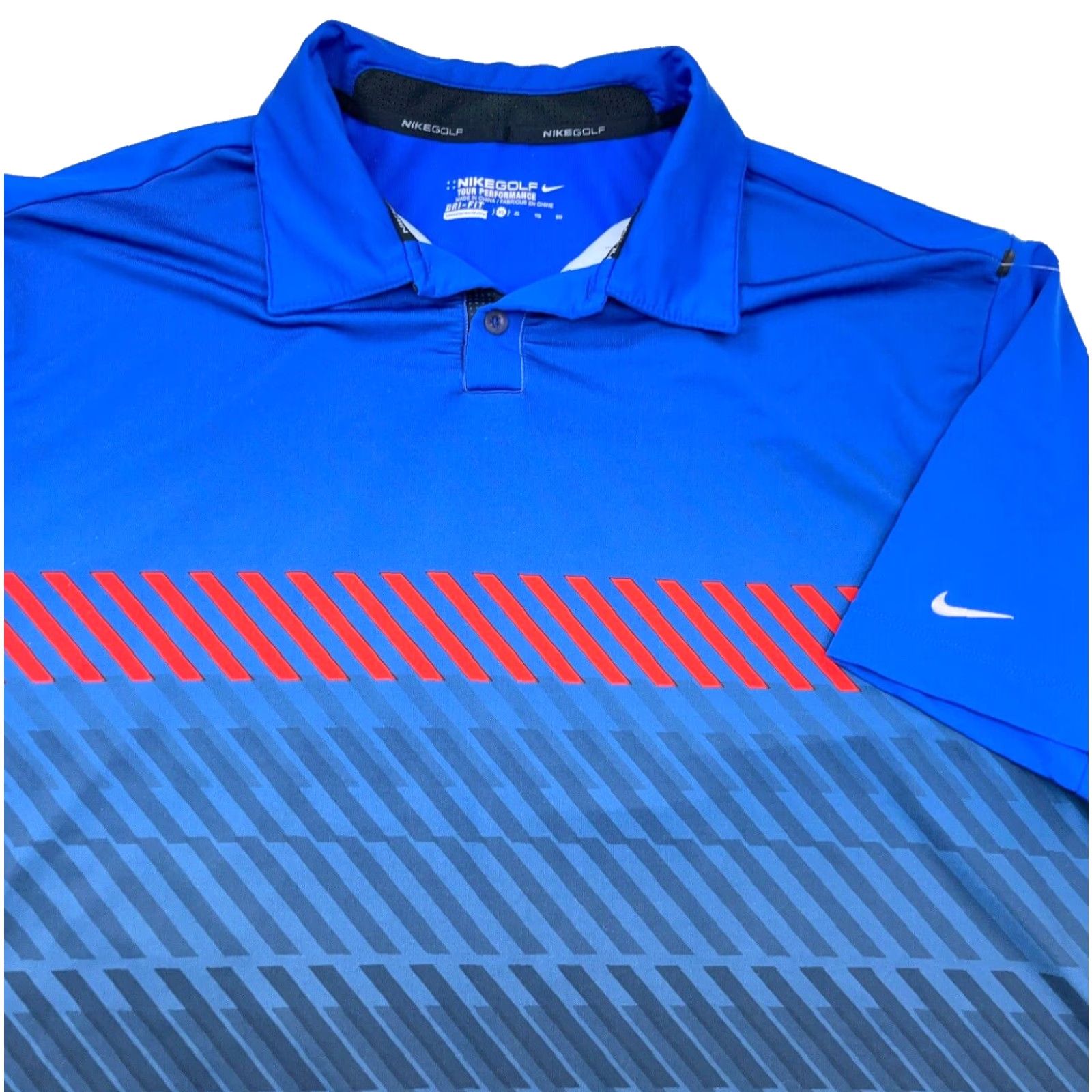 Nike Nike Golf Polo Shirt Men Blue Black Dri Fit Tour Performance Geometric Tennis Polo Shirt Nike Dri-Fit Modern Fit Logo Size US XL / EU 56 / 4 - 2 Thumbnail