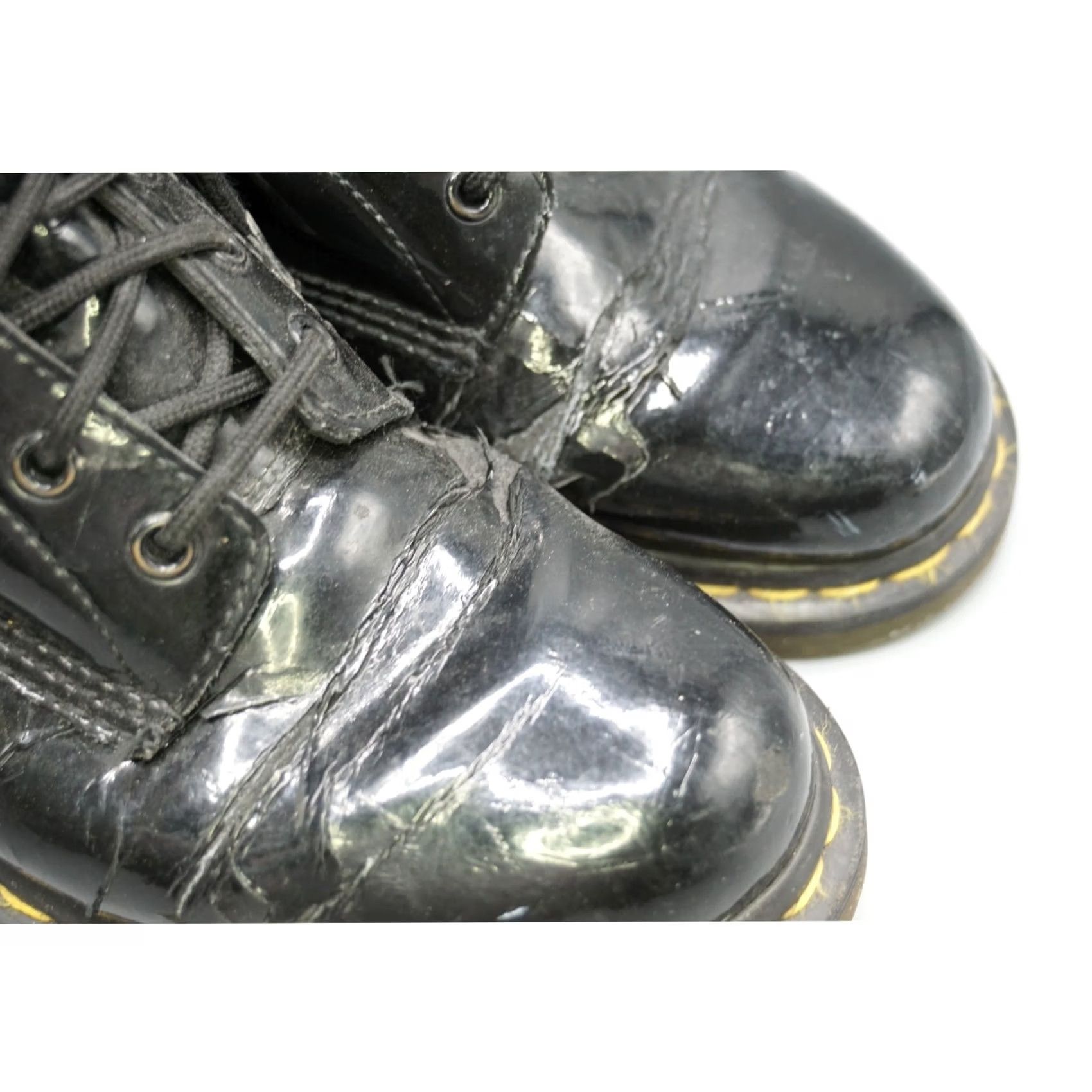 Dr. Martens VINTAGE Dr. Martens 1460 Women's US 9 Black Patent Leather 8-Eye Lace-Up Boot Used Size US 7 / IT 37 - 2 Thumbnail