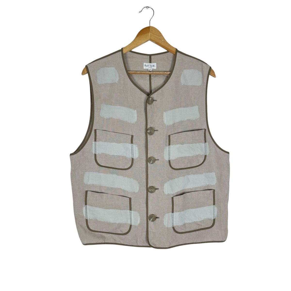Paul Smith ☀️PAUL SMITH HEMP MULTI POCKET BUTTON VEST Size US M / EU 48-50 / 2 - 2 Thumbnail