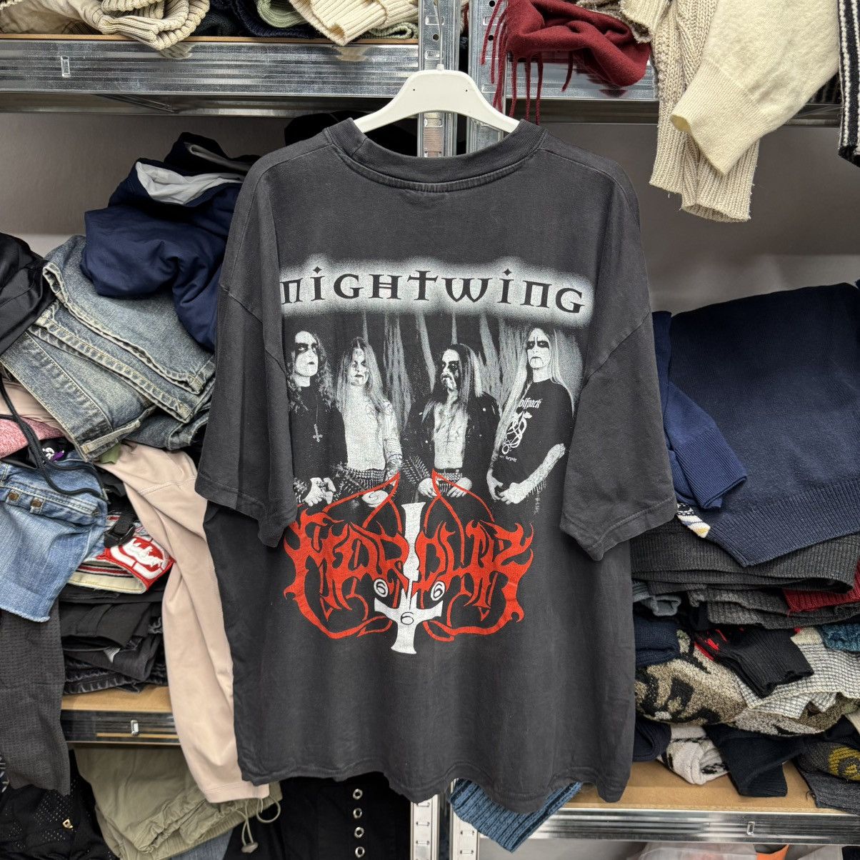 Vintage Vintage Marduk Nightwing 1998 Black Metal Band Tee Trashed Size US XL / EU 56 / 4 - 6 Thumbnail
