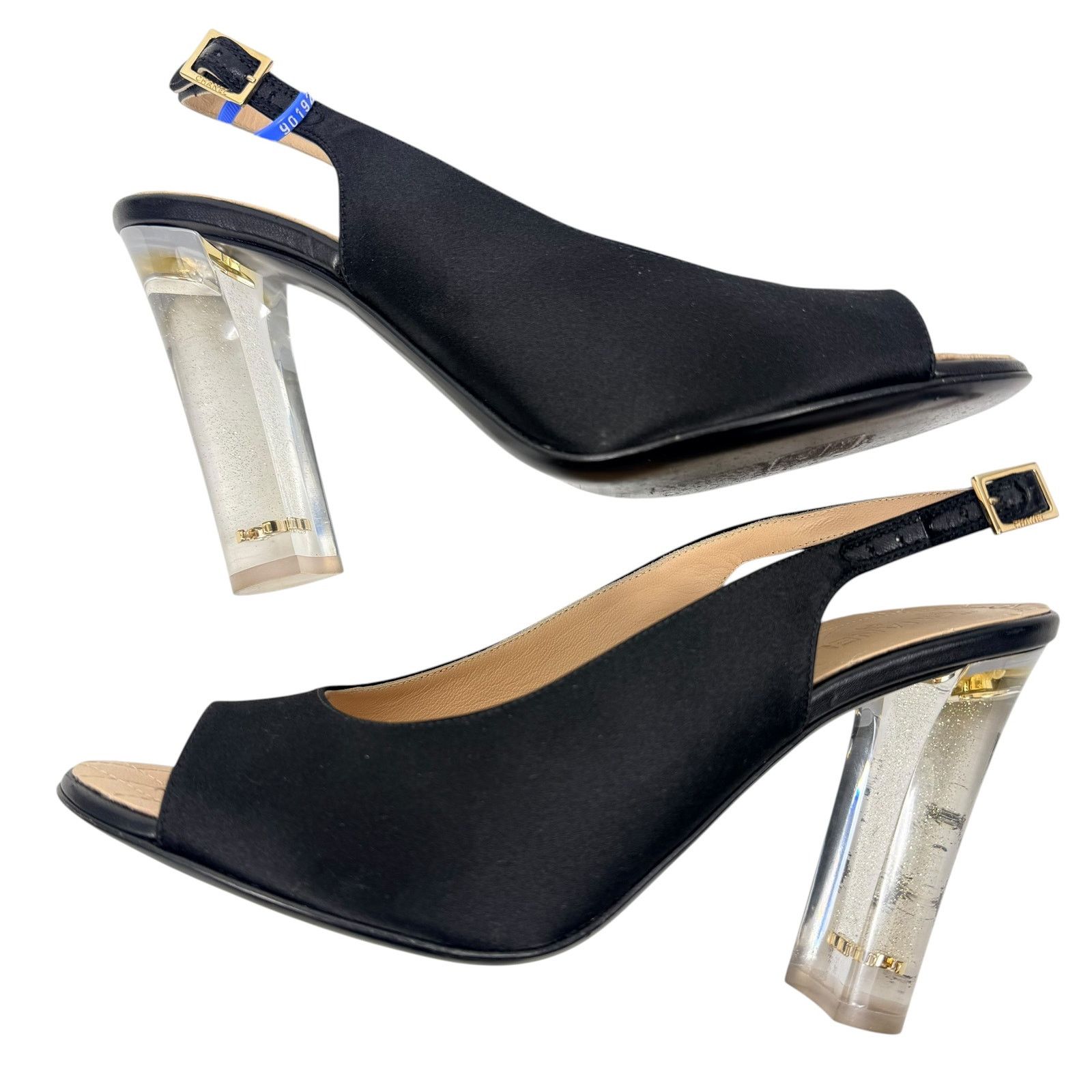 Chanel Chanel 2015 CC Logo Runway Lucite Slingback Pumps Black Size US 10 / IT 40 - 7 Thumbnail