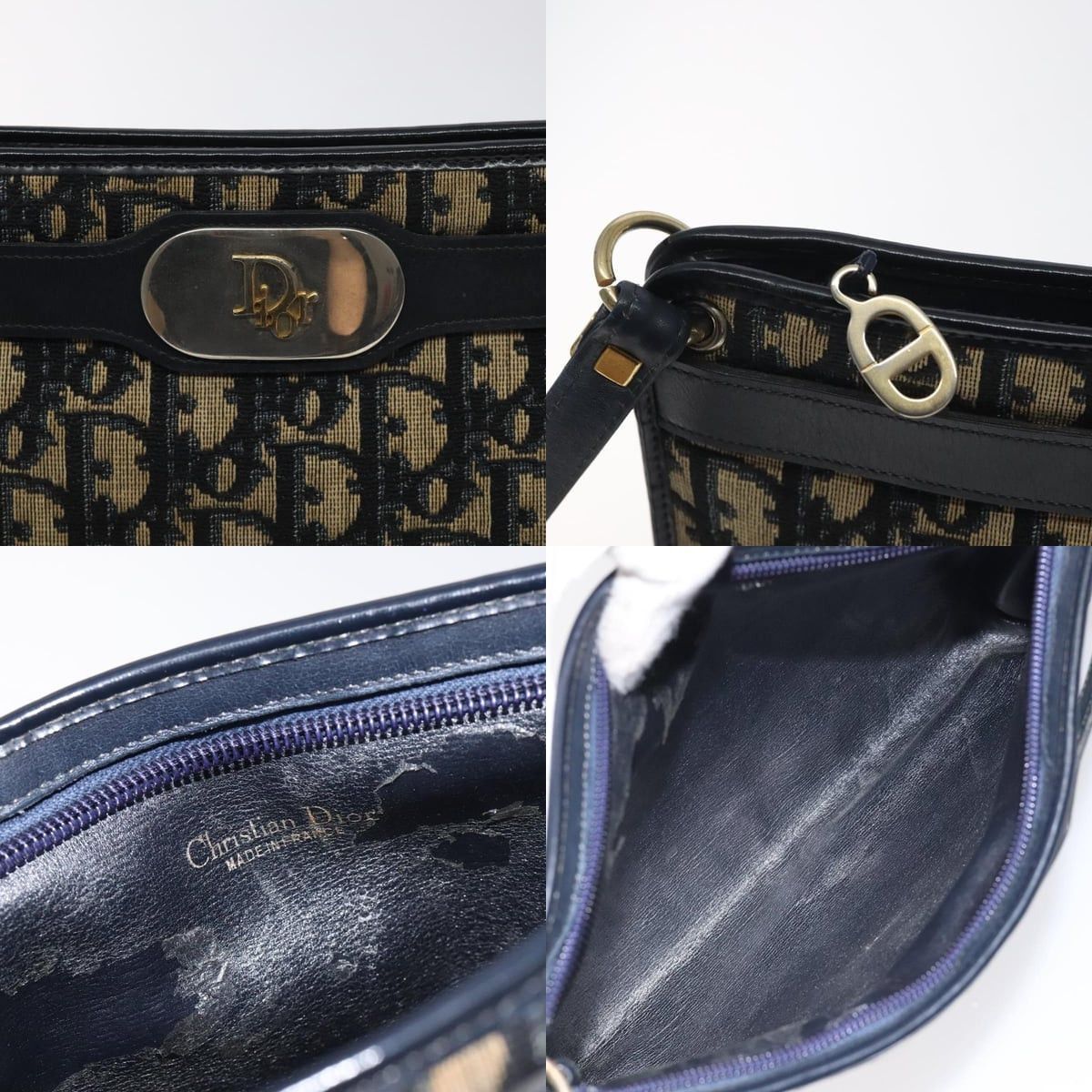 Dior DIOR Trotter Canvas Shoulder Bag Navy Gold Size ONE SIZE - 11 Thumbnail
