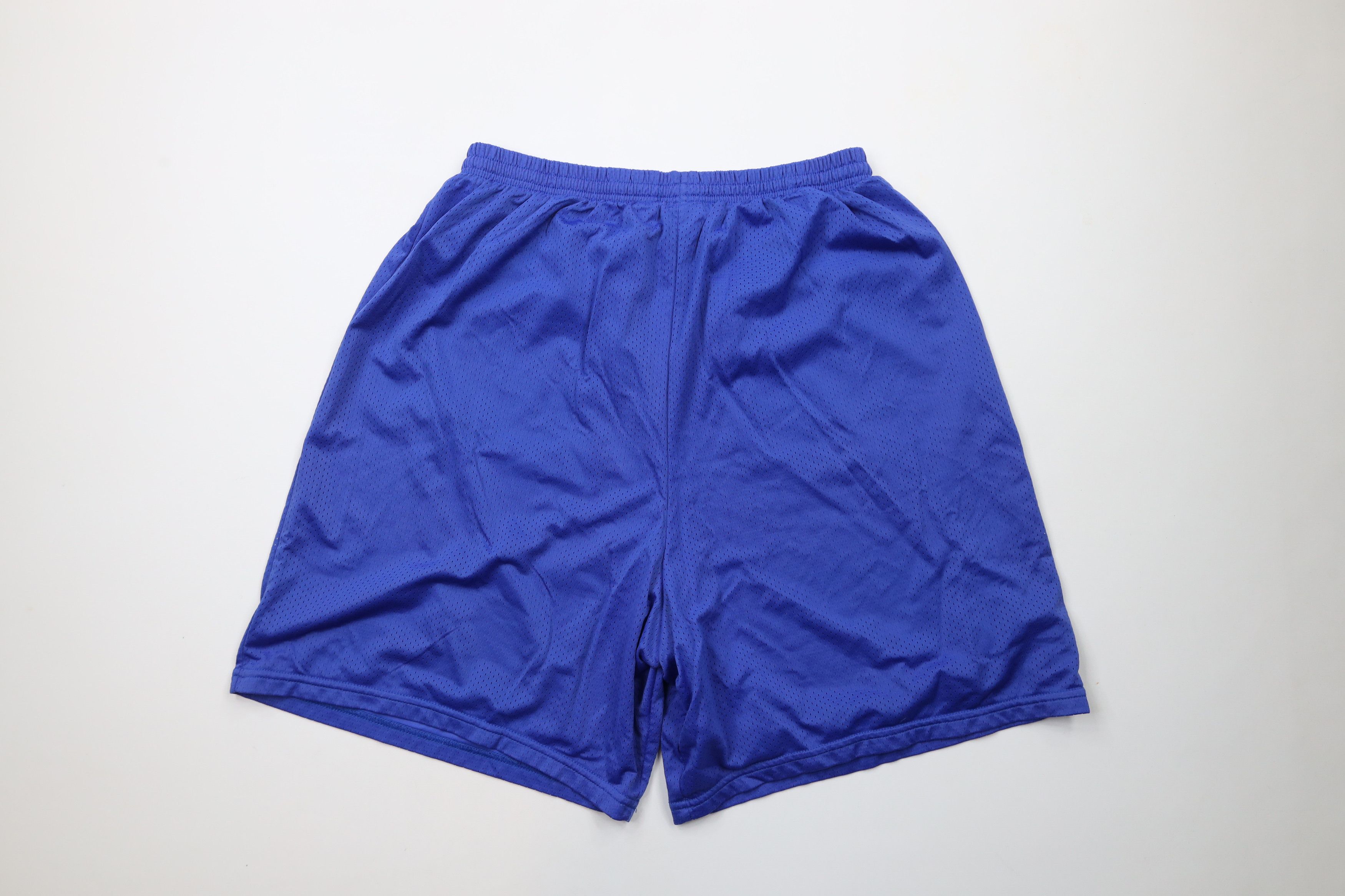Nike × Vintage Vintage Nike Mini Swoosh Above Knee Mesh Shorts Royal Blue Size US 36 / EU 52 - 9 Thumbnail