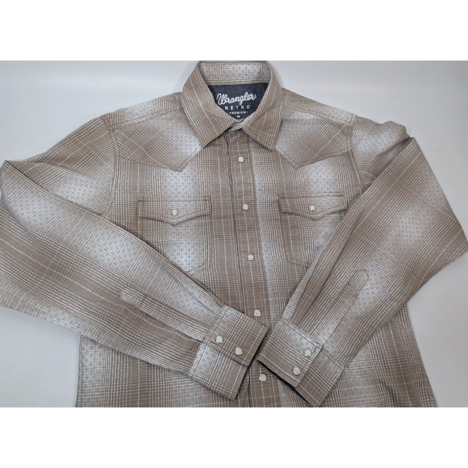 Wrangler VINTAGE Wrangler Retro Premium Plaid Pearl Snap Button Western Shirt Men's M Brown Long Sleeve Snap Button Up Mens Clothing - Size US M / EU 48-50 / 2 - 2 Thumbnail