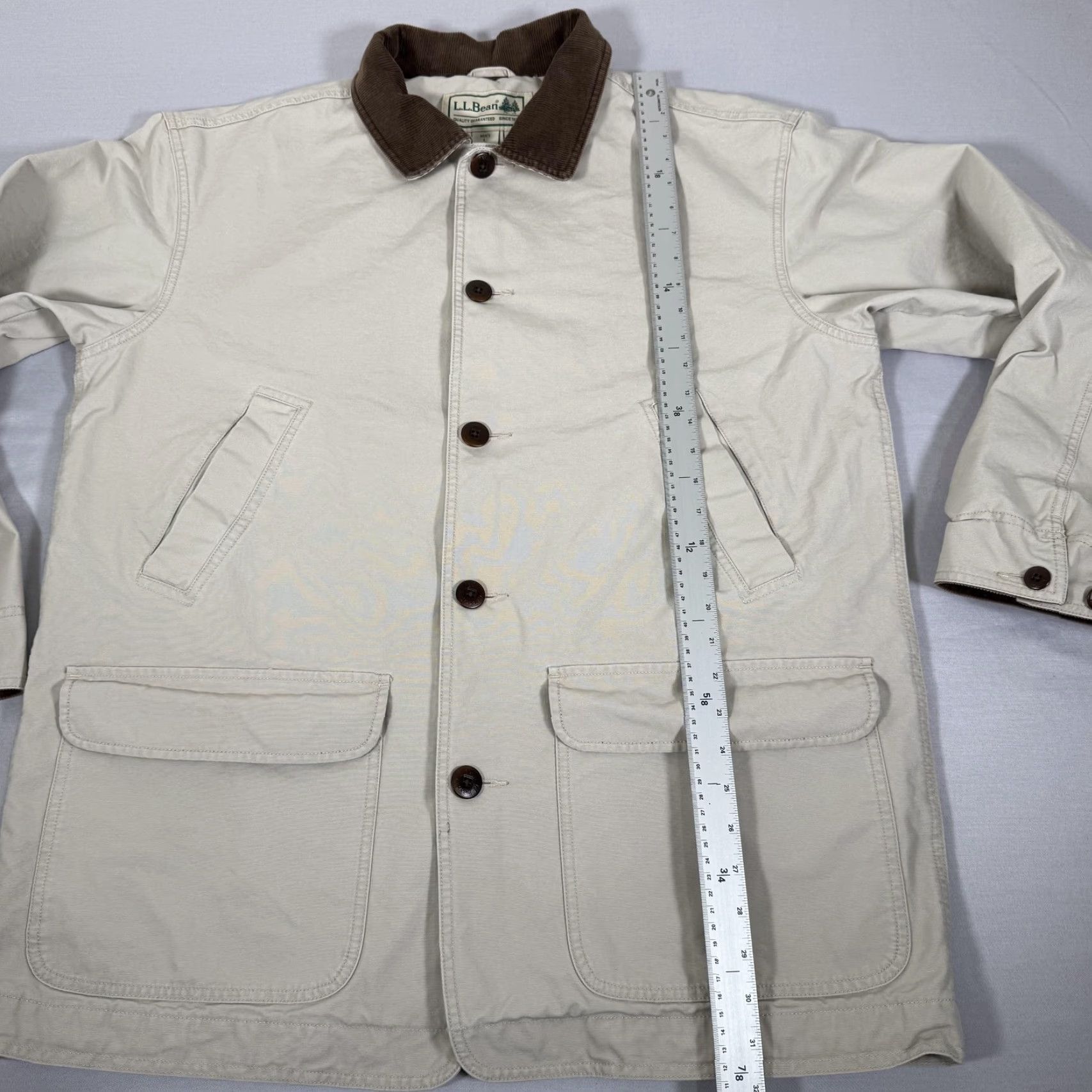 Vintage L.L. Bean Jacket Mens Large Tan Barn Coat Canvas Corduroy Collar Lined Field Size US L / EU 52-54 / 3 - 7 Thumbnail