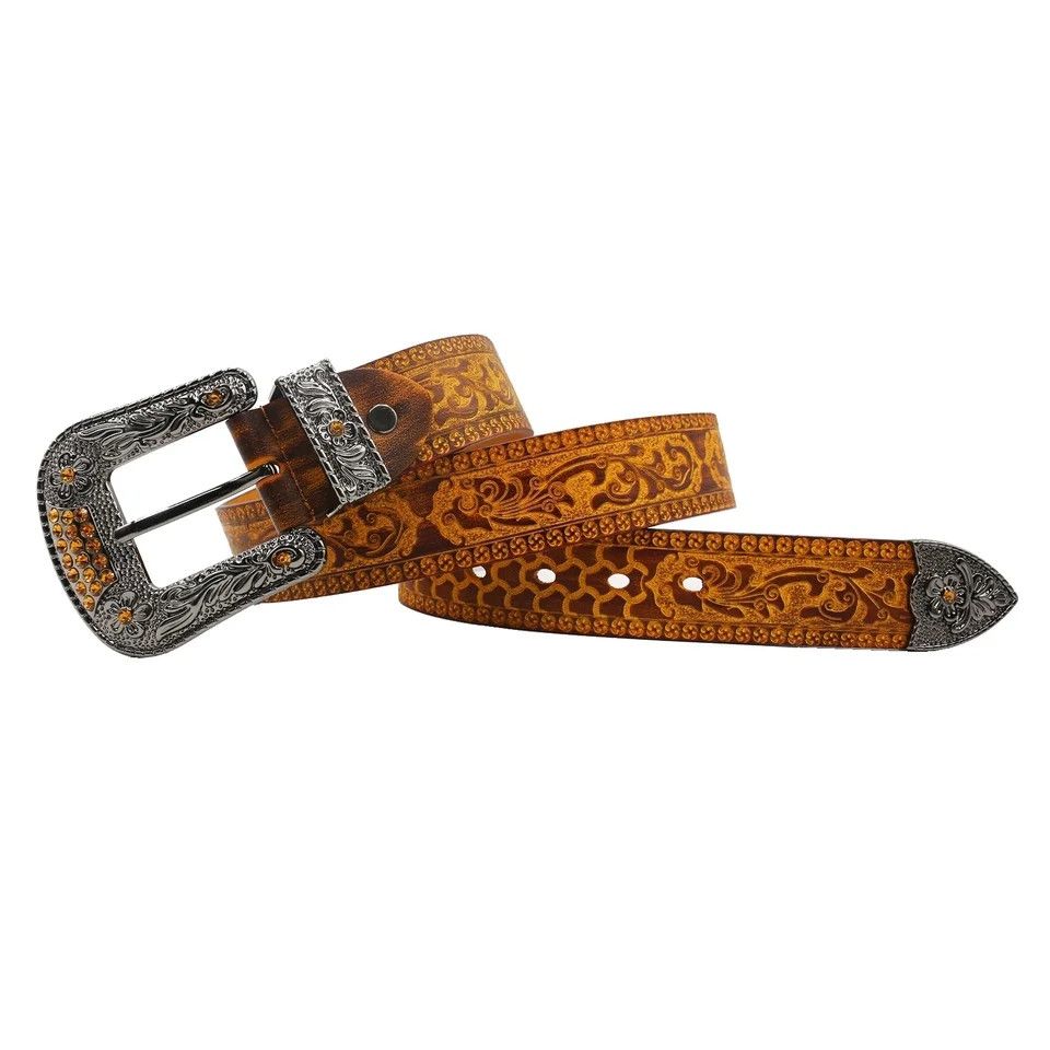 Japanese Brand Leather with embellishments belt Size ONE SIZE - 3 Thumbnail