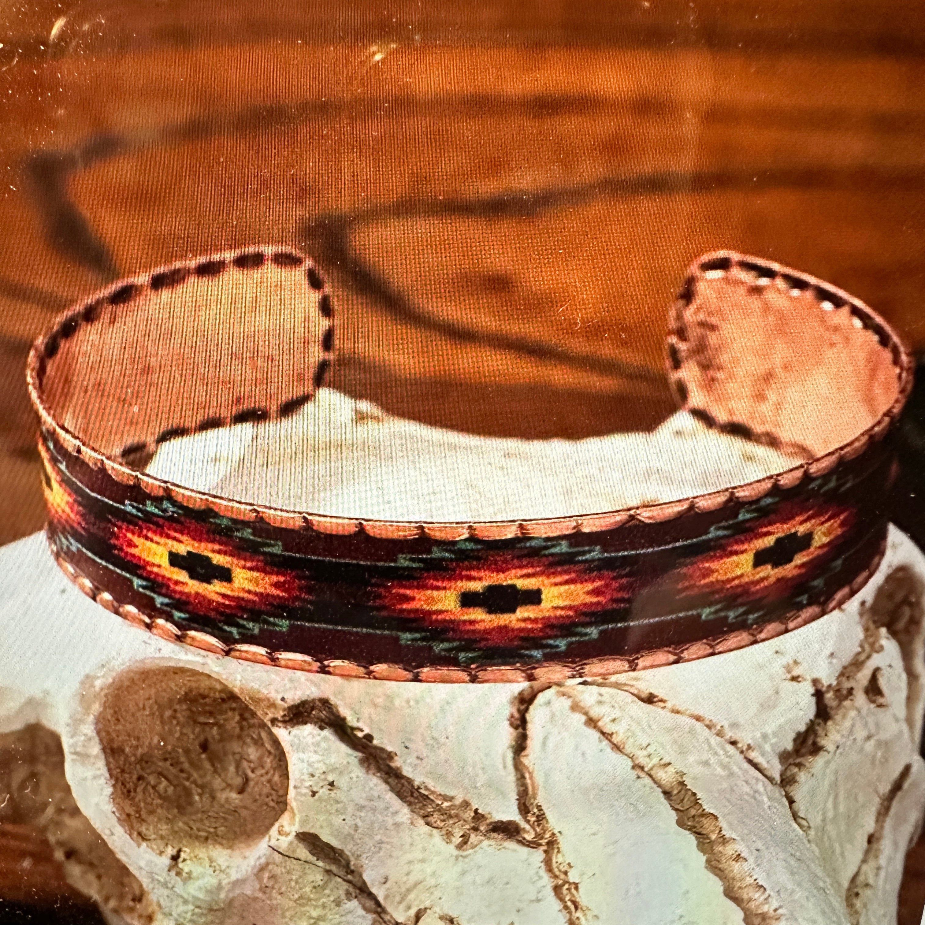 Other Handmade Boho Native American Aztek Copper Narrow Cuff Brace Size ONE SIZE - 5 Thumbnail