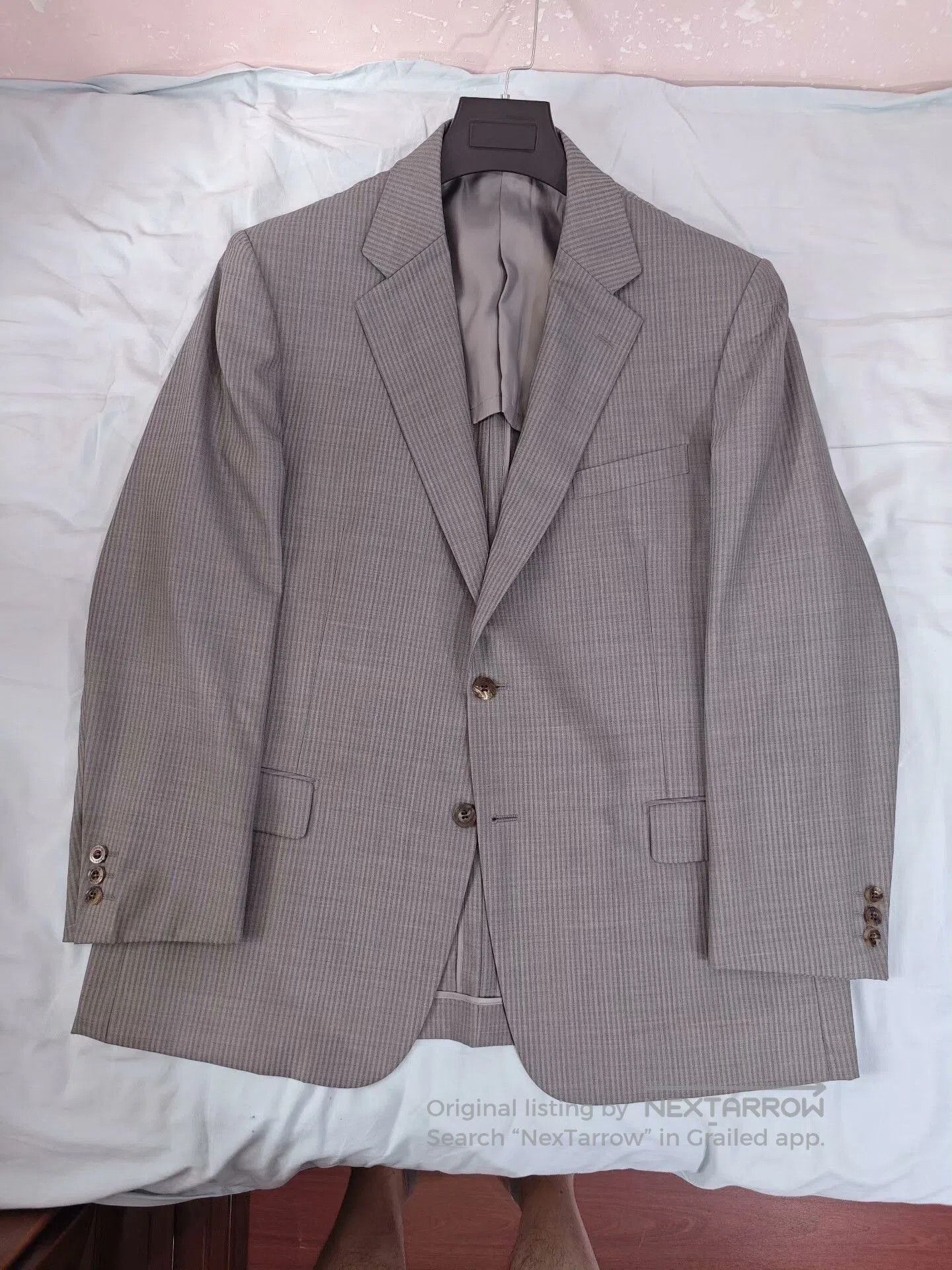 Ermenegildo Zegna Gray Striped Wool Suit Jacket. Size US L / EU 52-54 / 3 - 5 Thumbnail
