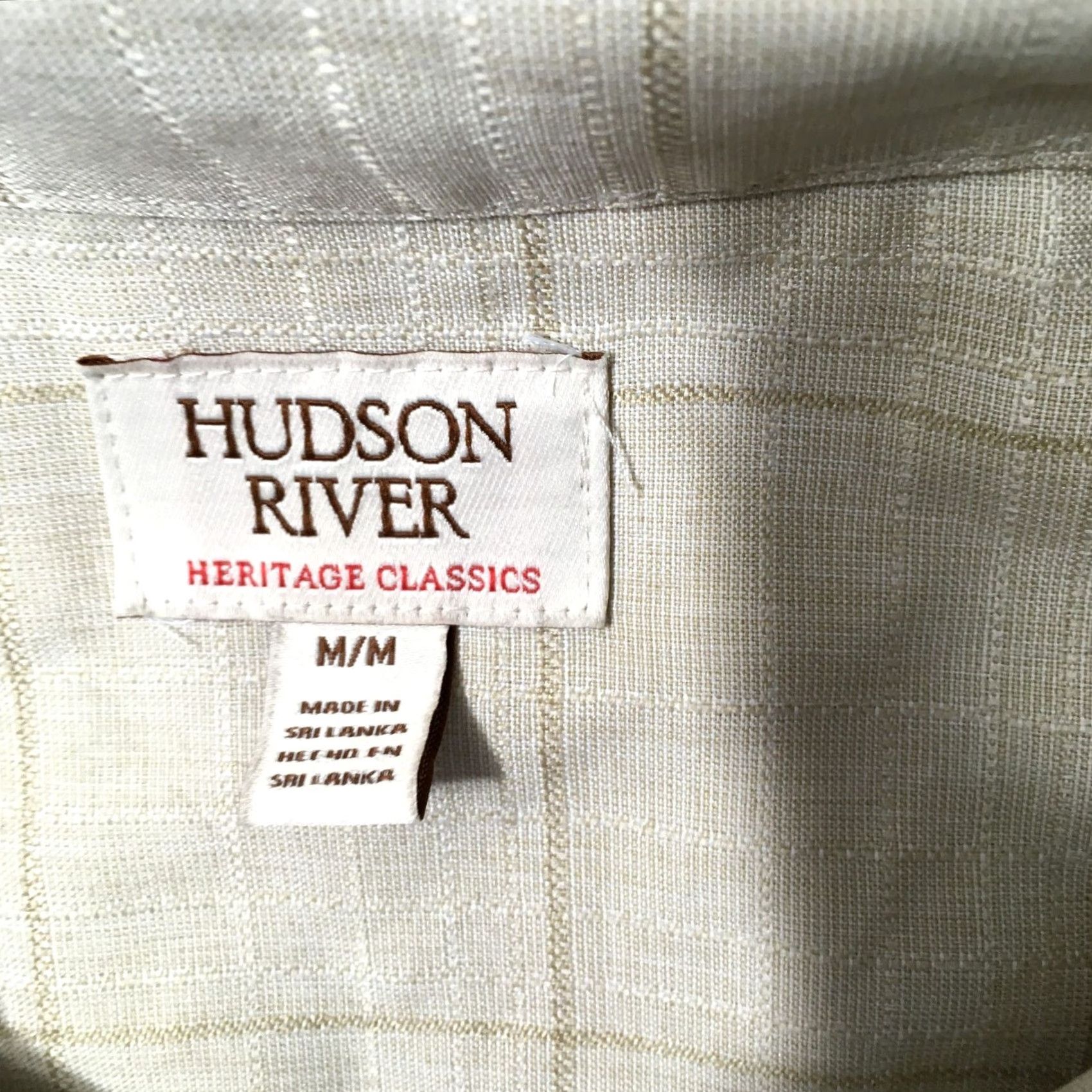 Hudson Hudson River Button-Up Shirt Beige Plaid Short Sleeve Polyester Pocket Men's M Shirt Size US M / EU 48-50 / 2 - 3 Thumbnail