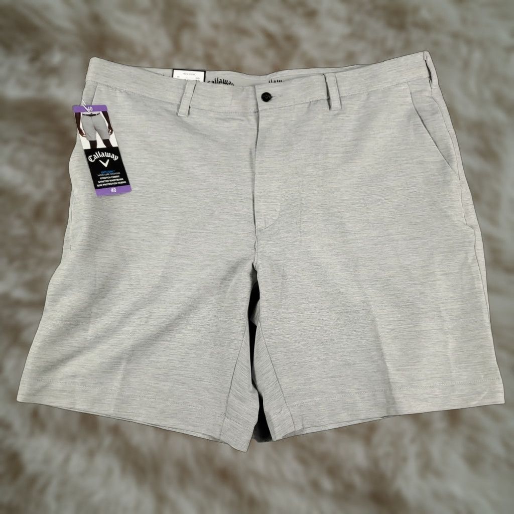 Callaway Callaway Shorts Mens Flat Front Chino Gray 40 IN Regular Waist Size 40 Casual Golf Logo Pockets Size US 40 / EU 56 - 1 Thumbnail