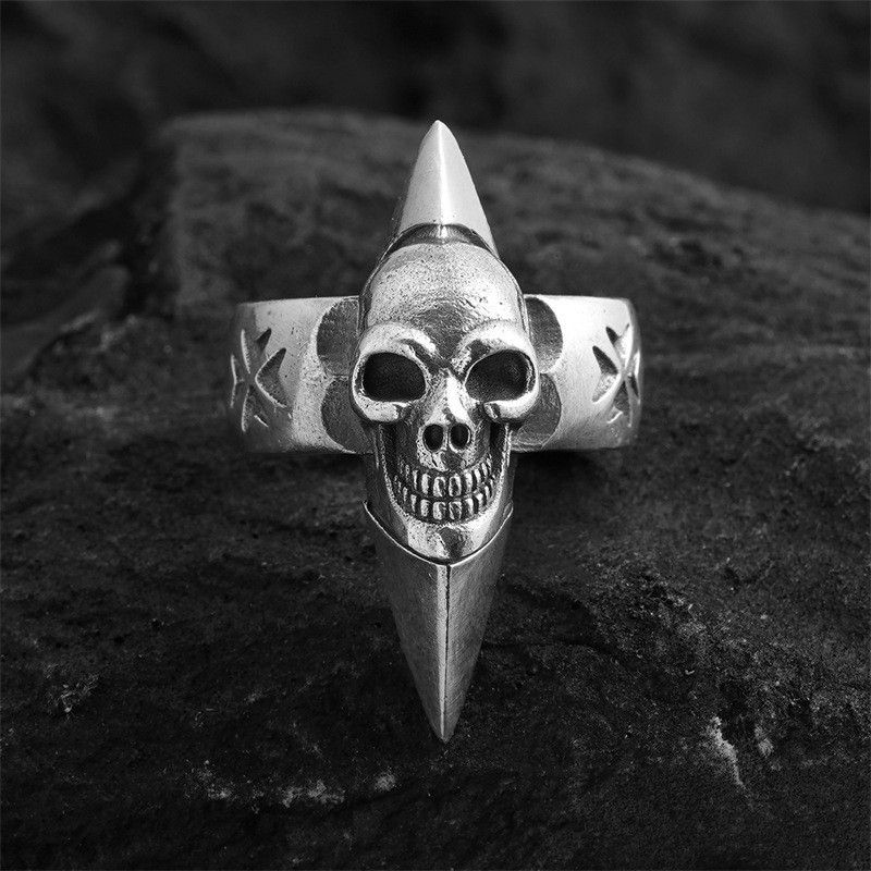 VIBE Men's Punk Smiling Skull Open Ring Size ONE SIZE - 3 Thumbnail