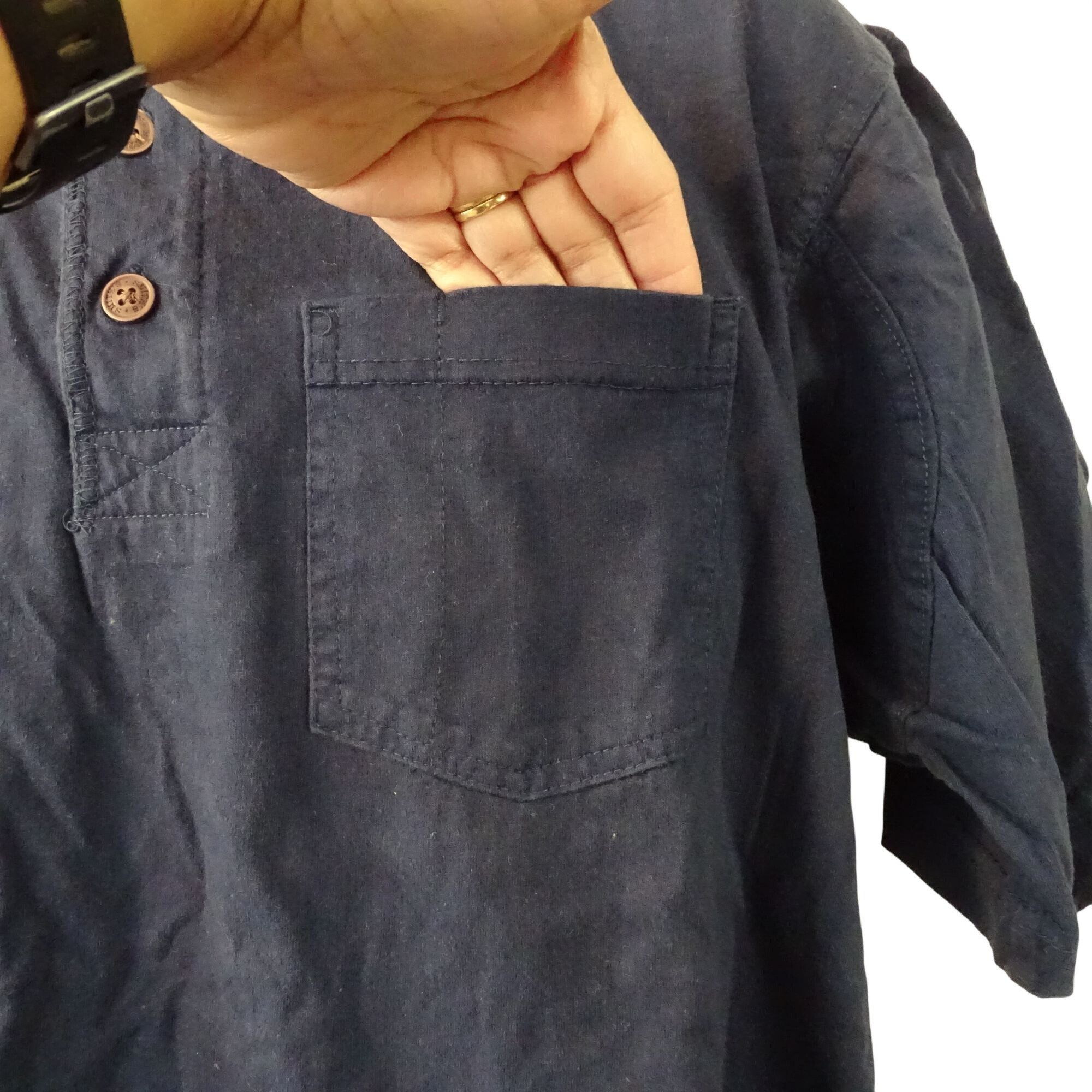 Other Smiths Workwear Men Navy Blue Henley Shirt Size L Short Slv Size US L / EU 52-54 / 3 - 2 Thumbnail