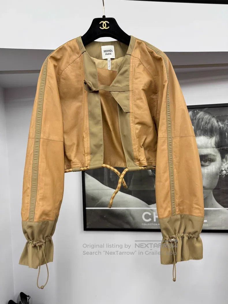 Hermes Hermes Brown short color-blocked leather coat Size XS / US 0-2 / IT 36-38 - 1 Thumbnail