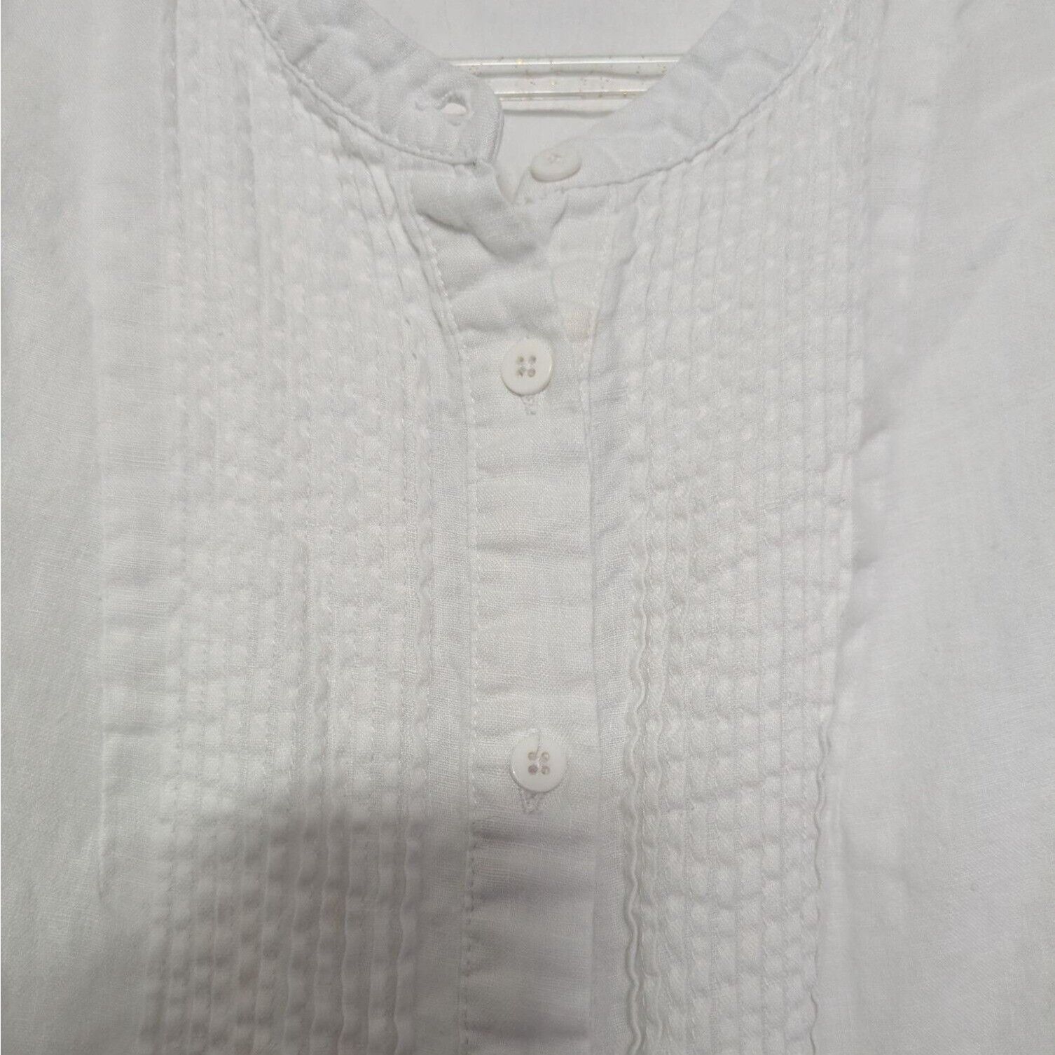 Designer Grace Elements 100% Linen Smocked Shirt Womens Size XL White Size XL / US 12-14 / IT 48-50 - 4 Thumbnail