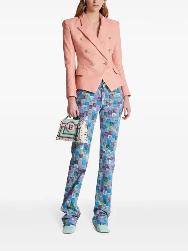 Balmain o1s1wg110825 Quilted Lambskin Jacket in Pink Size S / US 4 / IT 40 - 3 Thumbnail