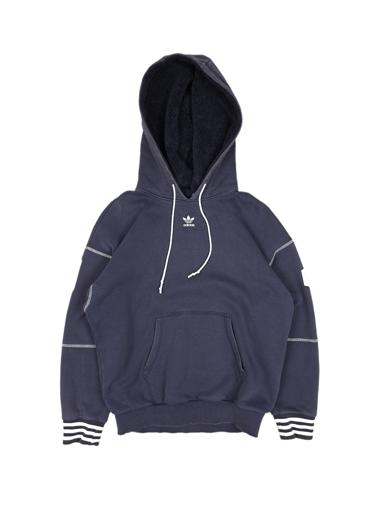 Adidas × Vintage 💎 Vintage Adidas Sample Big Spell out Logo Navy Hoodie Size US M / EU 48-50 / 2 - 2 Thumbnail