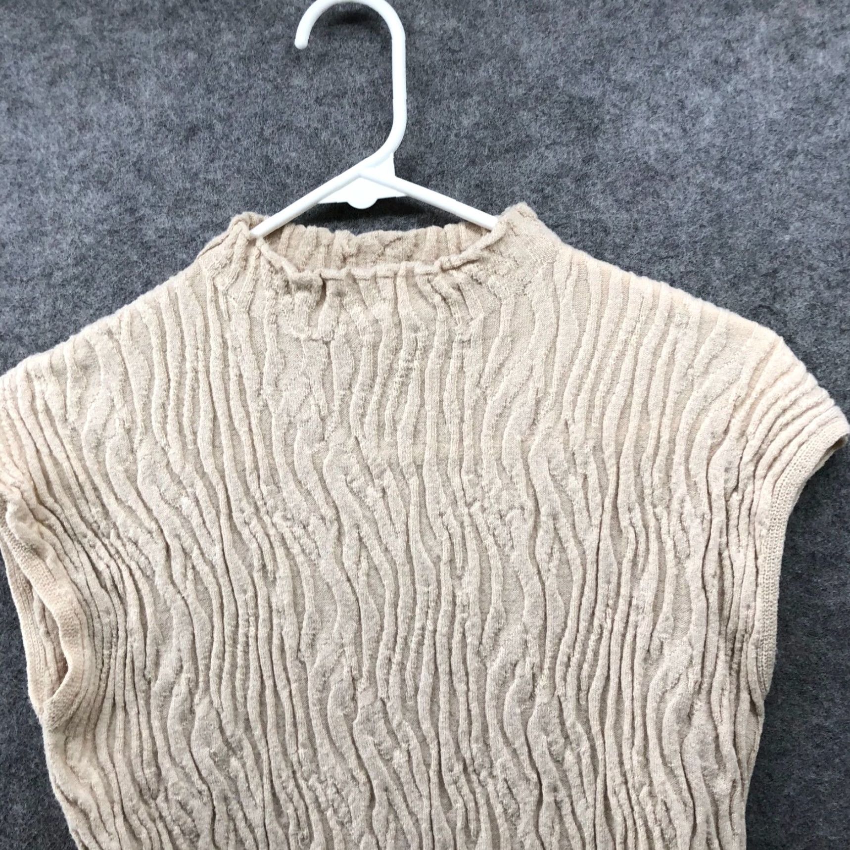 Zara Zara Tank Womens S Beige High Neck Knit Sleeveless Stretchy Jersey Top Size S / US 4 / IT 40 - 3 Thumbnail
