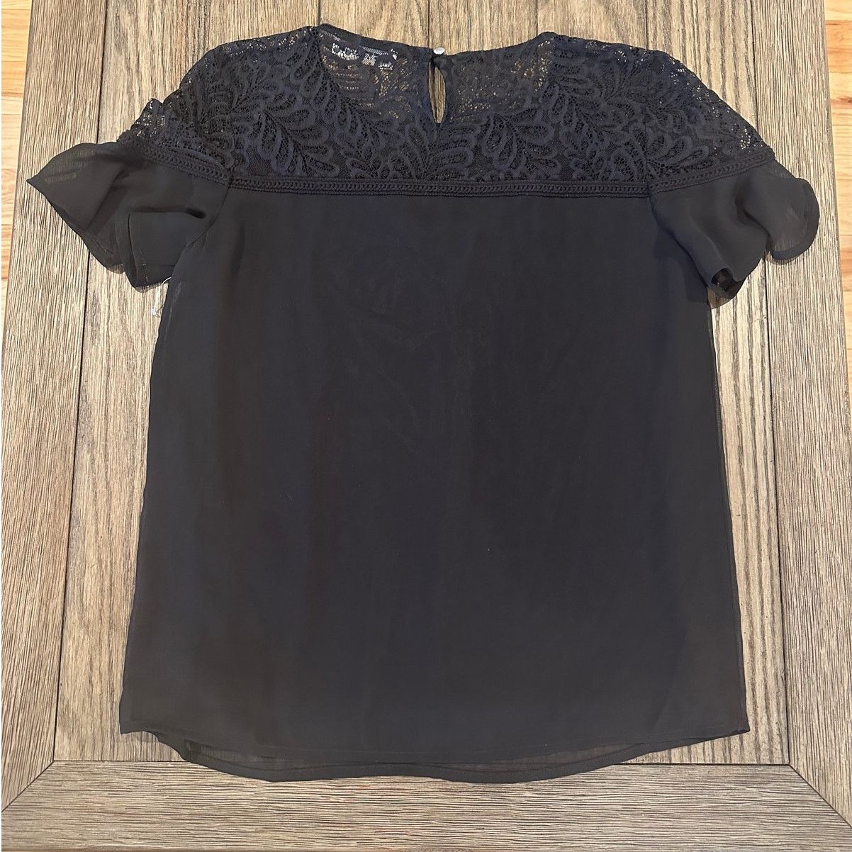 Calvin Klein Calvin Klein Women's Black Lace Neck Sheer Short Sleeve PXS Size XS / US 0-2 / IT 36-38 - 5 Thumbnail