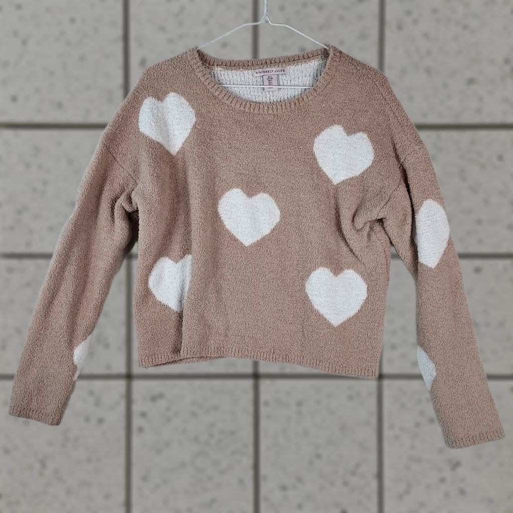 Vintage Sincerely Jules Womens Small Cozy Knit Lounge Set Hearts Sweater Shorts Beige Spring Womens Size S / US 4 / IT 40 - 1 Thumbnail