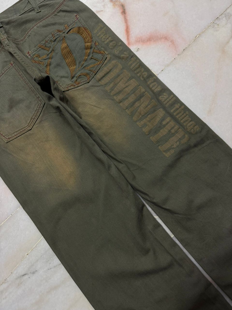 Tornado Mart 💥Sick💥Vintage Dominate Rusty Mudwash Distressed Patcher Jean Size US 31 - 16 Thumbnail