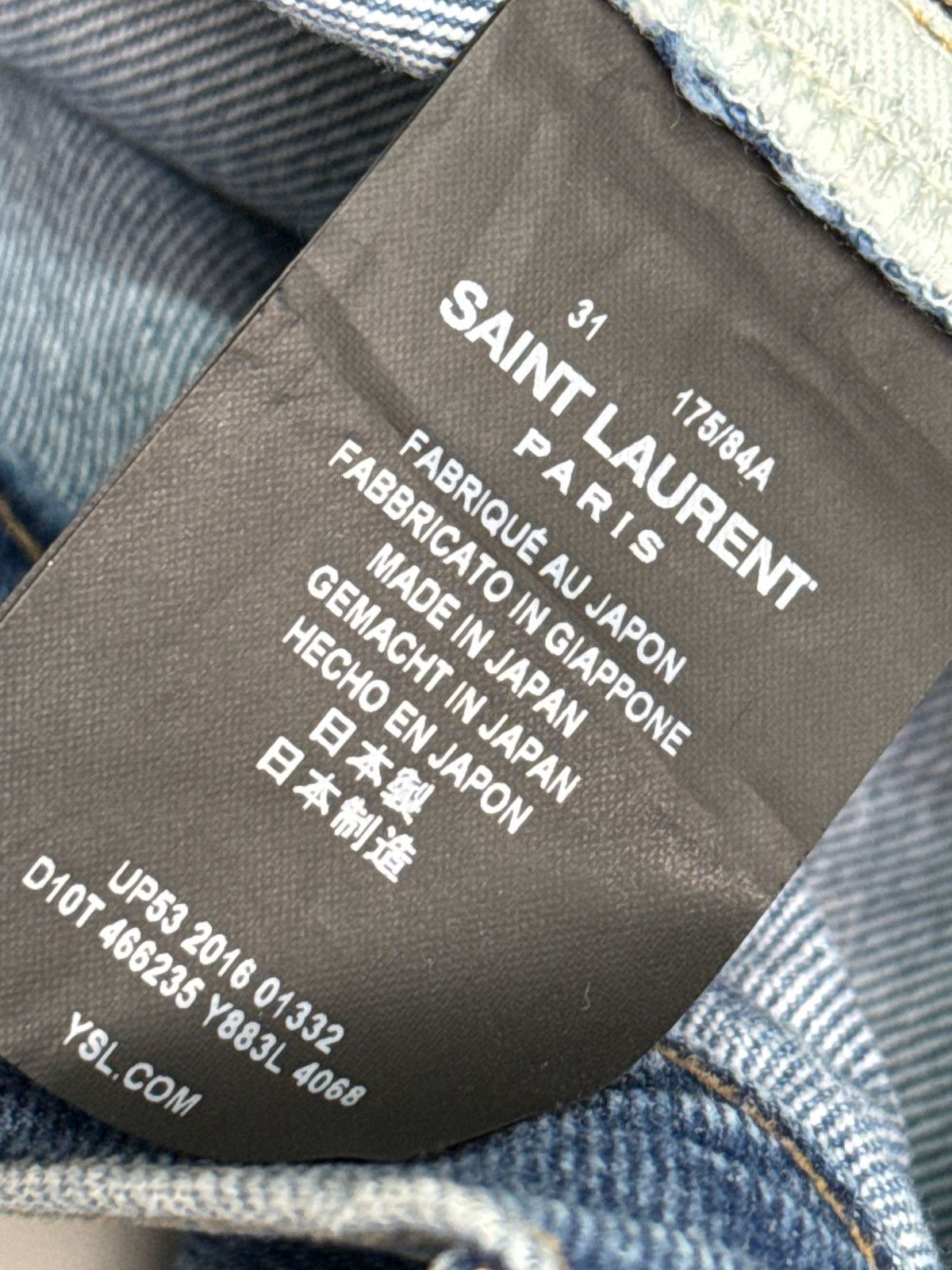 Saint Laurent Paris SS2017 Saint Laurent D14 Blue Denim Embroidered Logo Size US 31 - 11 Thumbnail