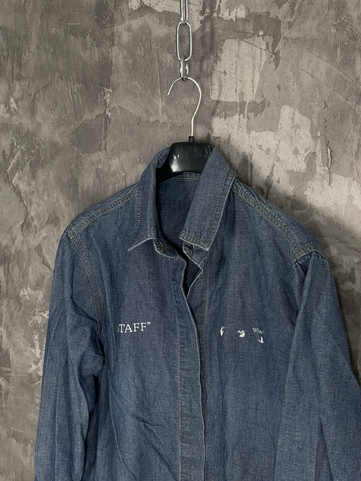 Off-White Off-White Big Logo Denim Hypebeast Style shirt Size US S / EU 44-46 / 1 - 8 Thumbnail