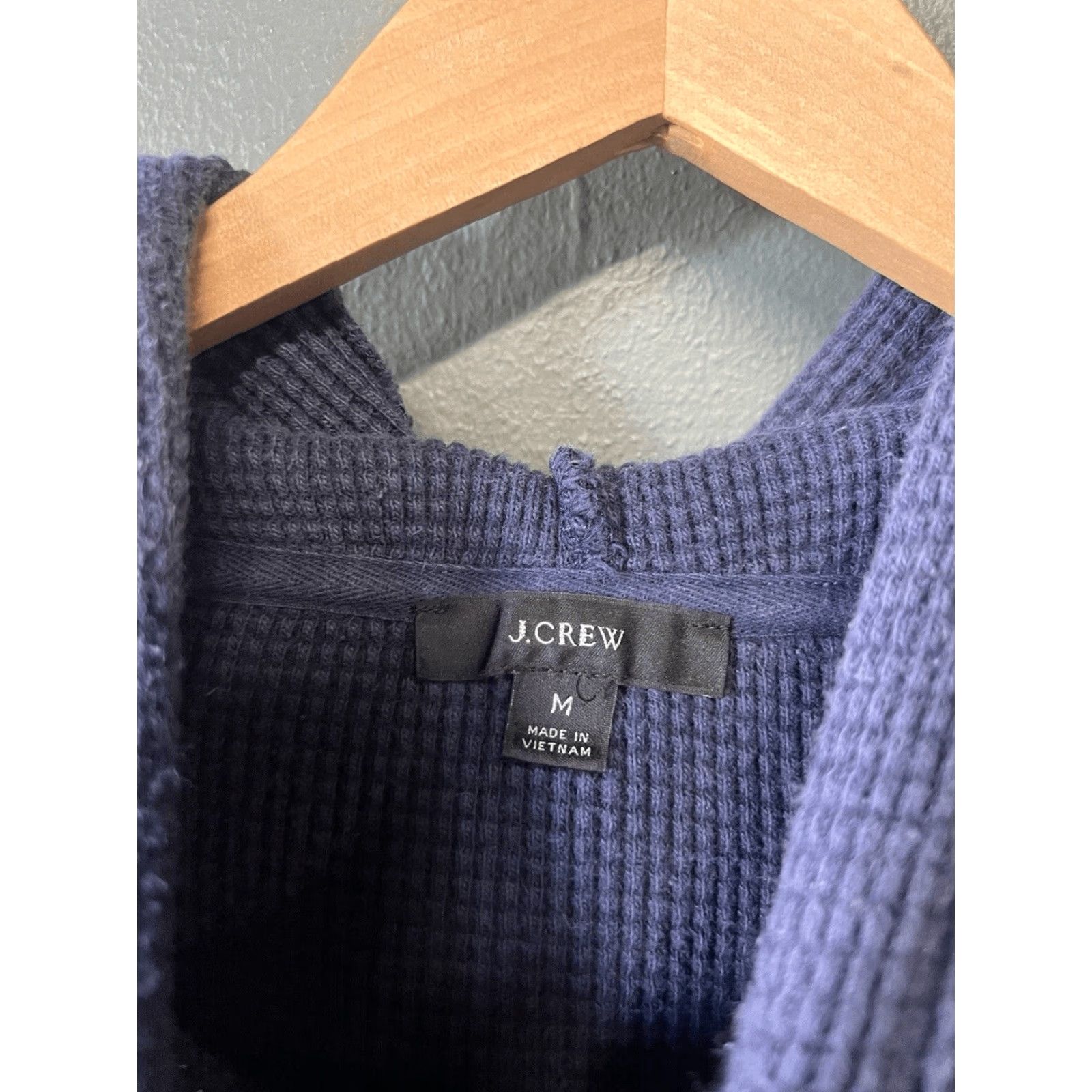 J.Crew J. Crew Womens Blue Waffled Cropped Pullover Hooded Sweatshirt Size Medium Size M / US 6-8 / IT 42-44 - 3 Thumbnail