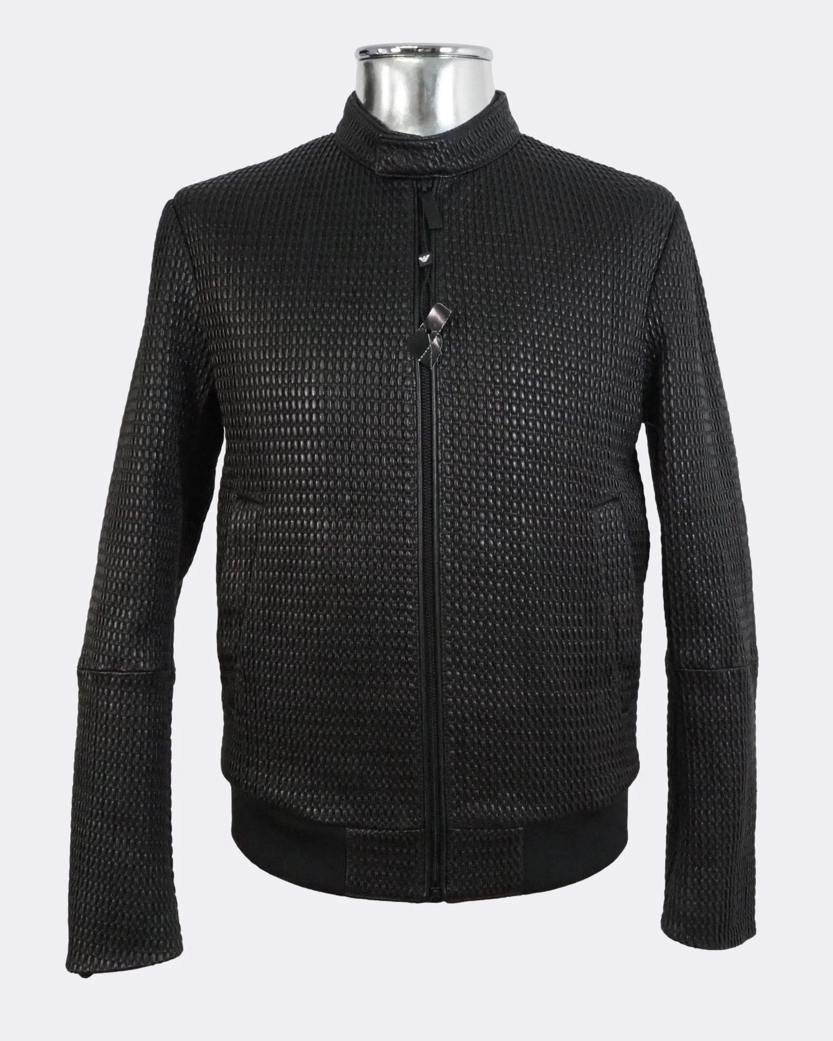 Emporio Armani Emporio Armani Textured Stretch Leather Bomber Jacket $1440 Size US M / EU 48-50 / 2 - 1 Thumbnail