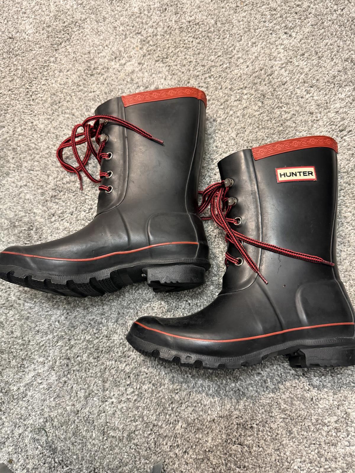 Hunter Hunter Black and Red Lace-Up Rain Boots US 6 / UK 4 Size US 6 / IT 36 - 6 Thumbnail
