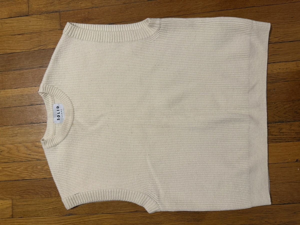 Solid Homme Solid Homme SS21 Cream Ribbed Knit Sweater Vest Size 46 Size US S / EU 44-46 / 1 - 2 Thumbnail
