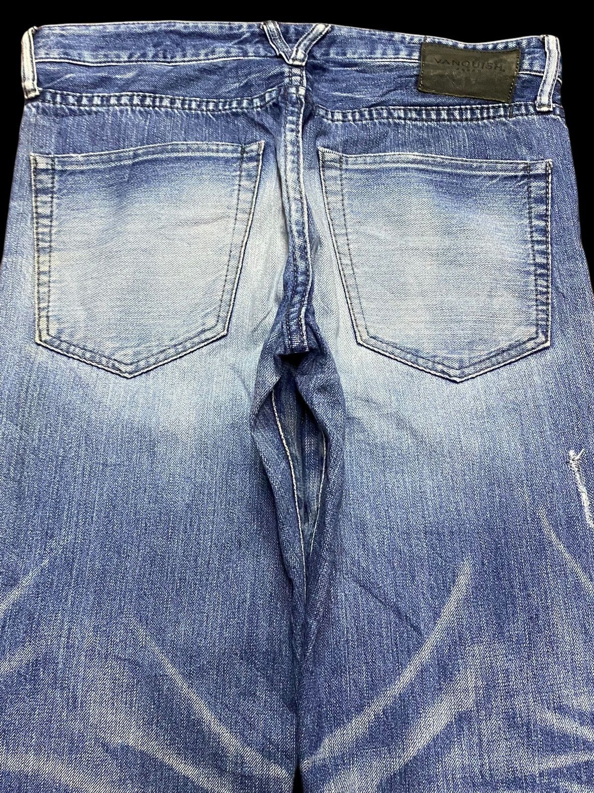 Fragment Design × Vanquish Vintage Vanquish Japan Blue Wash Avantgarde Distressed Jeans Size US 33 - 4 Thumbnail