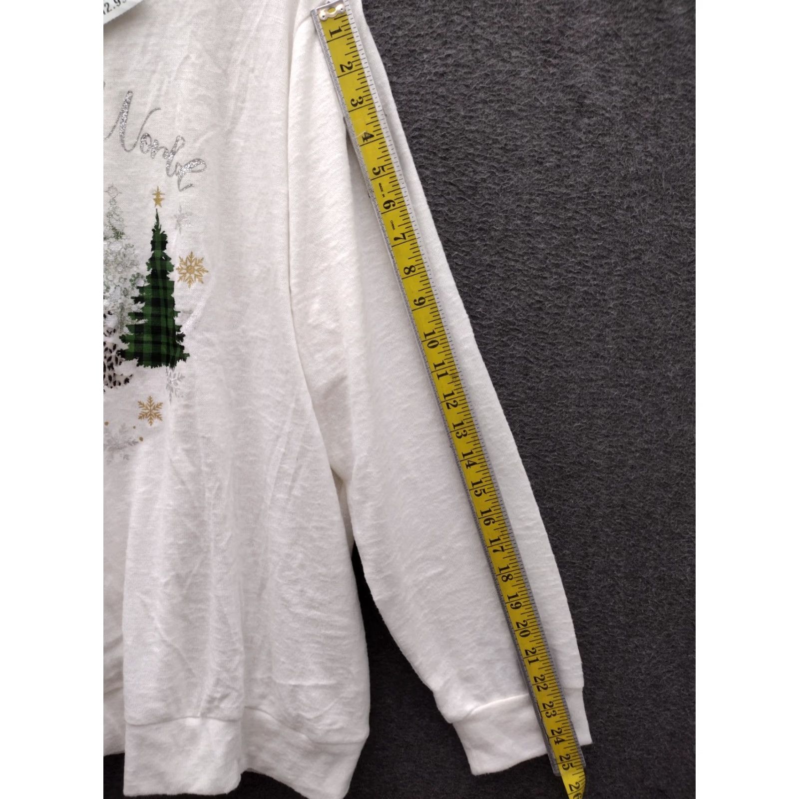 Vintage Tru Self Women’s 2X Joy To The World Christmas Theme Sweatshirt Crew Neck Long Sleeve White Graphic Print Christmas Trees Winter Fall 2XL Womens Size XXL / US 16-18 / IT 52-54 - 5 Thumbnail