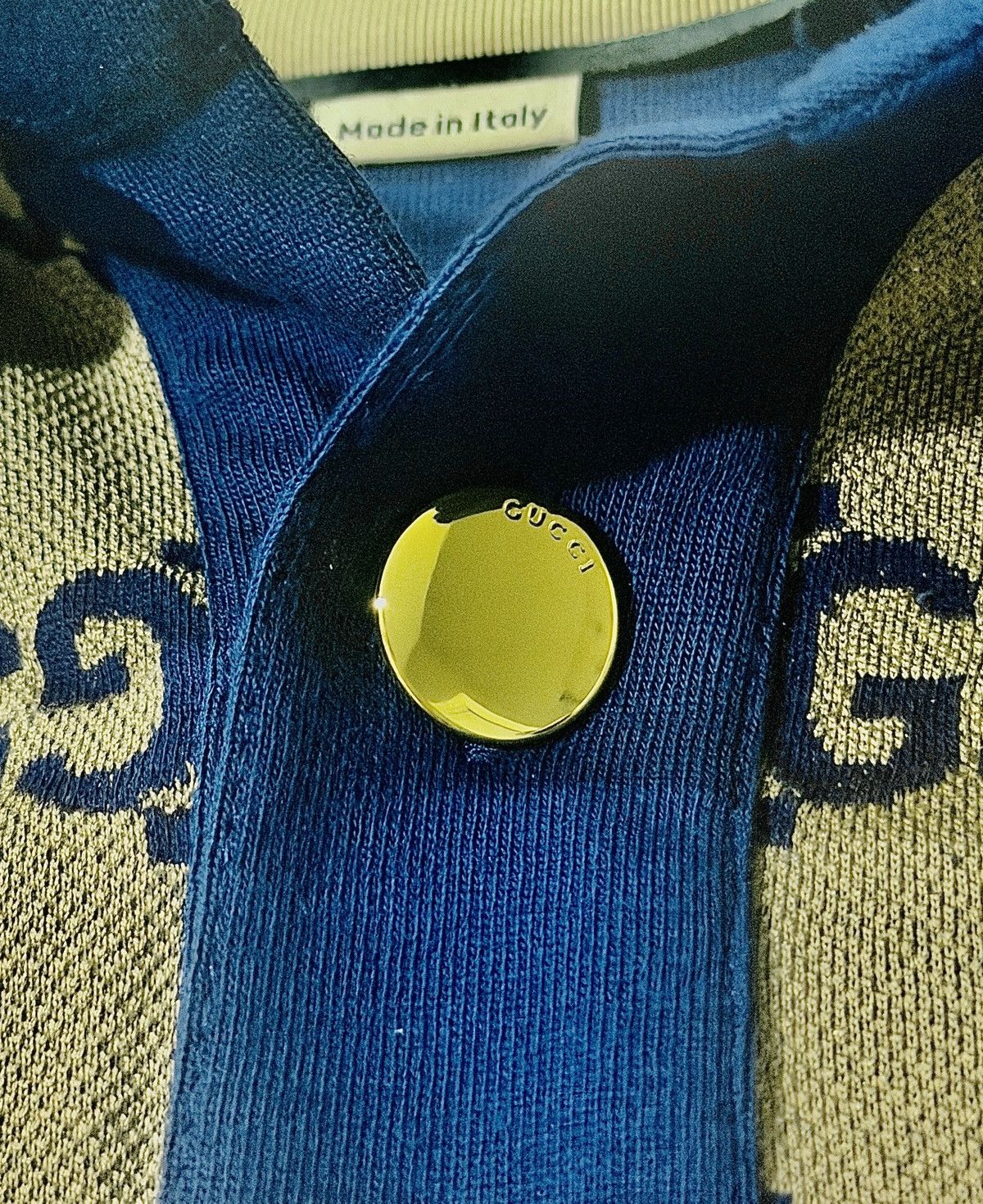 Gucci Gucci GG Monogram Polo Shirt Navy Blue Silk Blend Size Large Size US L / EU 52-54 / 3 - 4 Thumbnail
