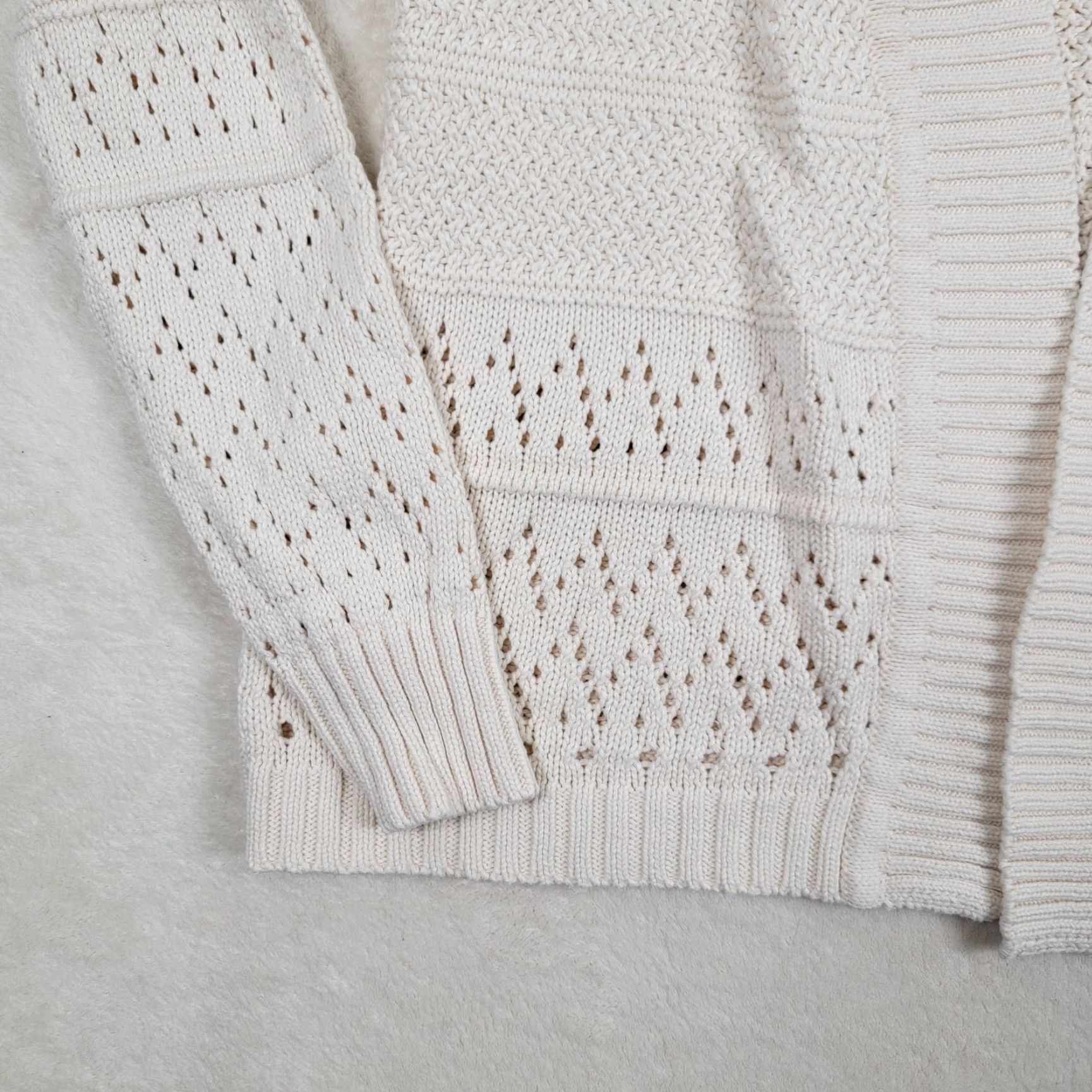 Vintage VINTAGE Woolovers Cardigan Womens M Ivory Sweater Cable Knit Long Sleeve 100% Wool Prep Size M / US 6-8 / IT 42-44 - 2 Thumbnail