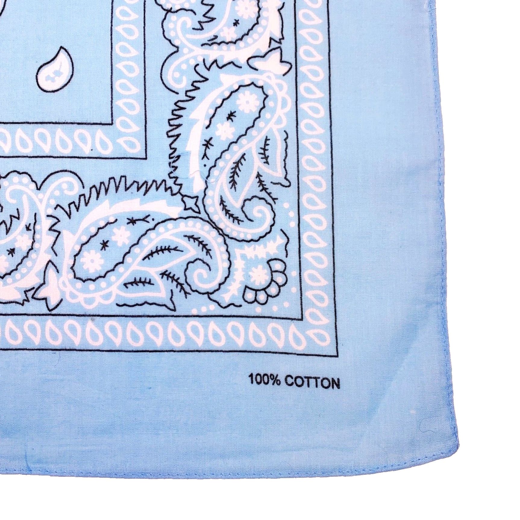 Vintage VINTAGE Sky Blue 100% Cotton Paisley Bandana USA 21 x 21 Bandana Unbranded Unisex Mens Womens Boys Girls Size ONE SIZE - 3 Thumbnail