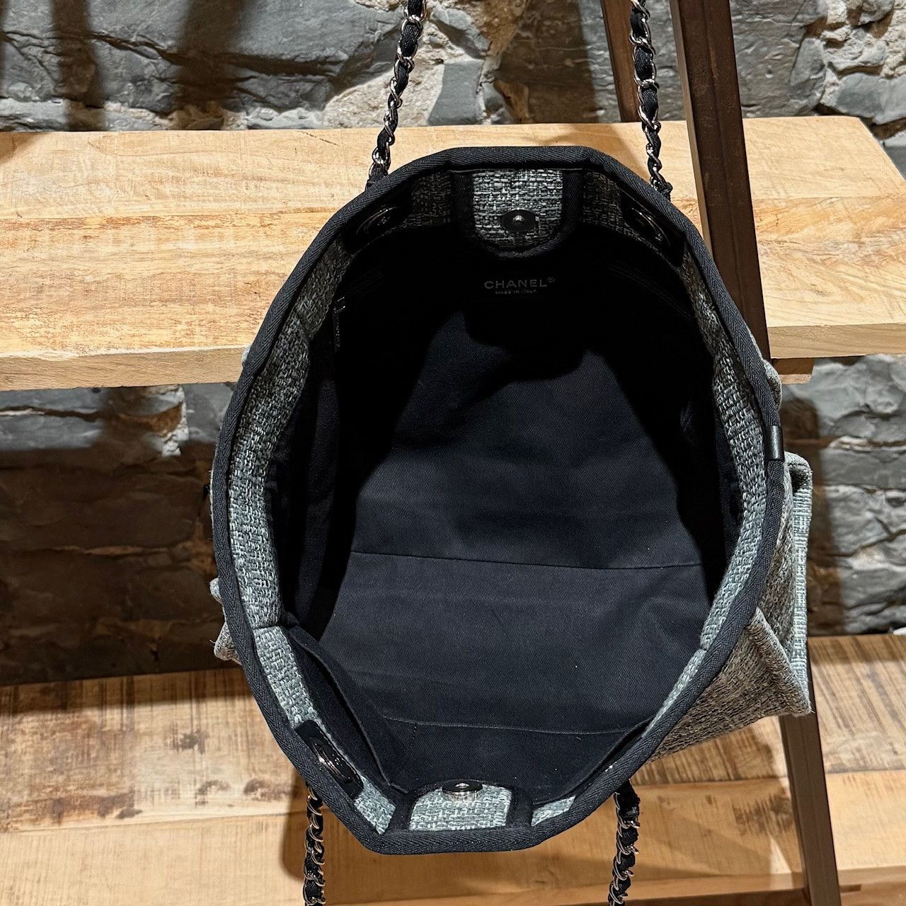 Chanel Chanel 2018 Black Grey Tweed Small Deauville Tote Bag Size ONE SIZE - 15 Thumbnail