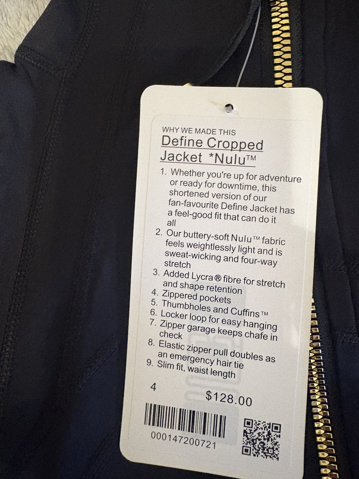 Lululemon lululemon define jacket cropped black gold zipper Size S / US 4 / IT 40 - 2 Thumbnail