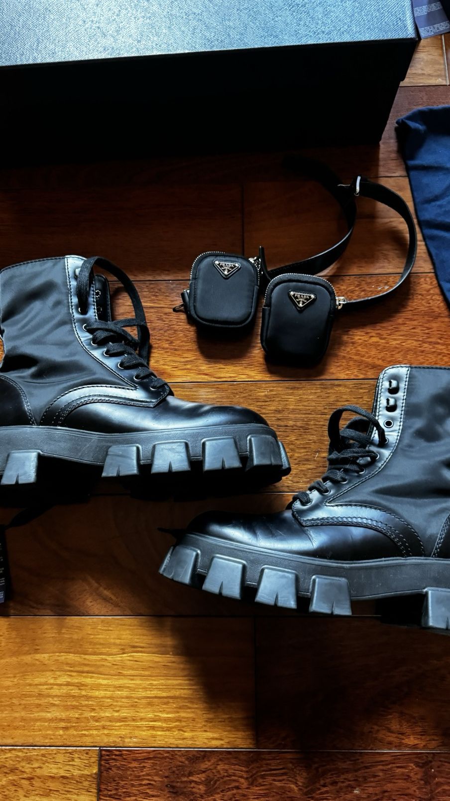 Prada Prada Monolith brushed leather renylon combat boot Size US 10.5 / EU 43-44 - 2 Thumbnail