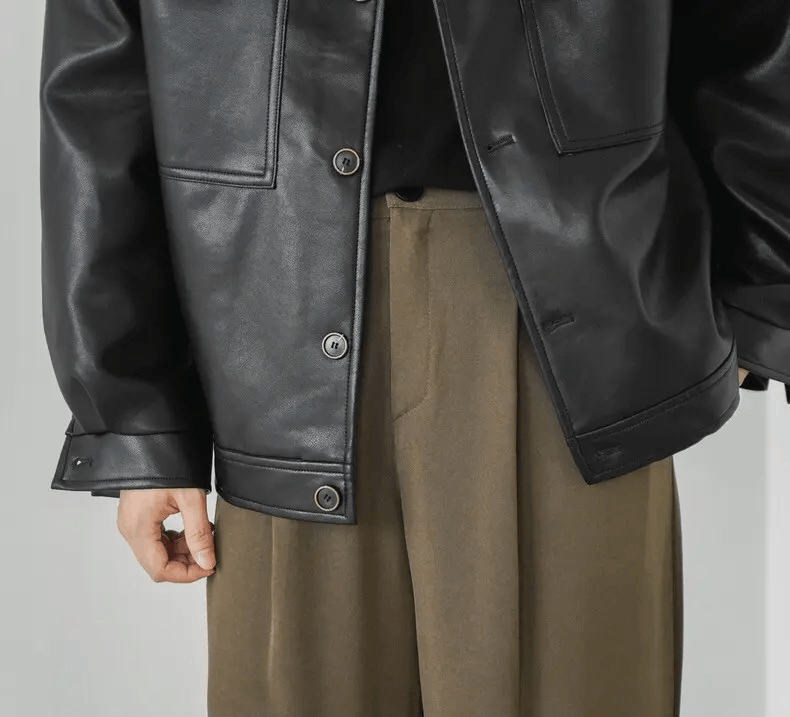Japanese Brand × Vintage Korean fashion retro faux leather jacket Size US XL / EU 56 / 4 - 6 Thumbnail