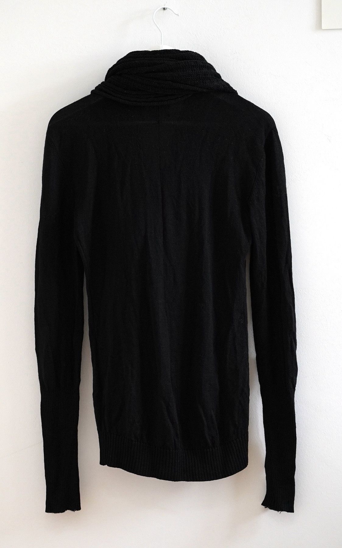 Delusion Black 100% Wool Draped Scarf Sweater