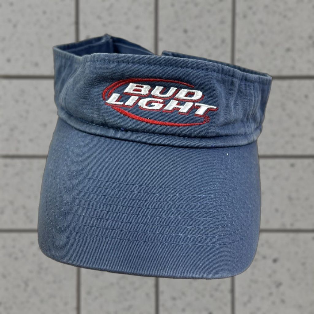 Budweiser VINTAGE Budlight Visor Cap Blue Adjustable Strap Men One Size Blue Visor Budweiser Adjustable Sunglasses? Size ONE SIZE - 1 Thumbnail
