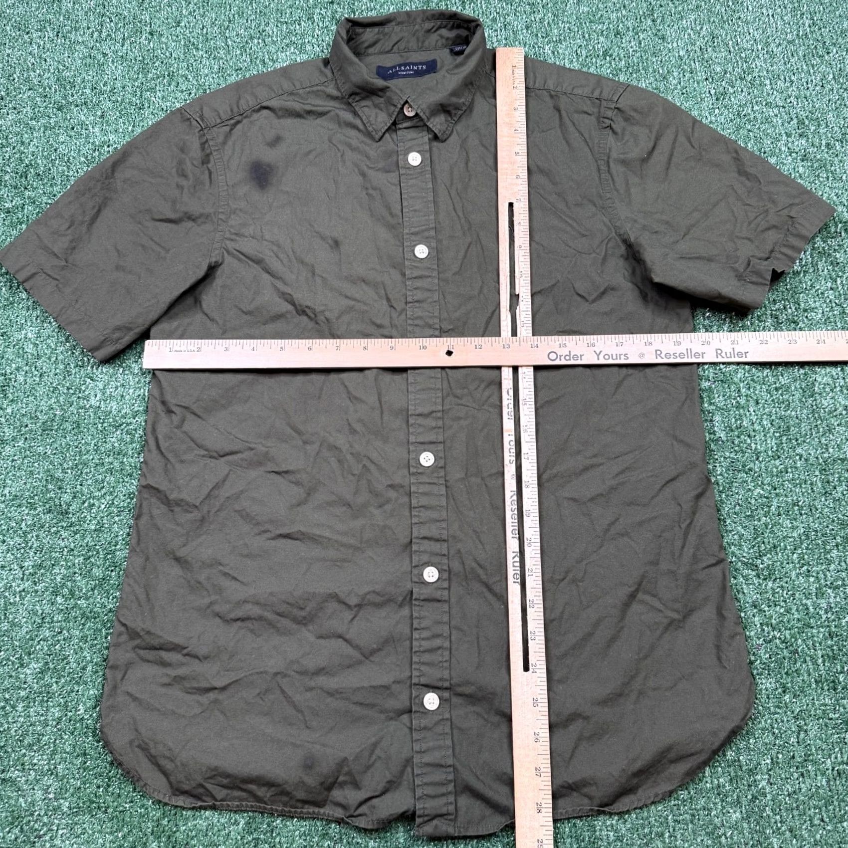 Allsaints AllSaints Shirt Men's Size M Green Short Sleeve Button Up Preppy All saints Size US M / EU 48-50 / 2 - 5 Thumbnail