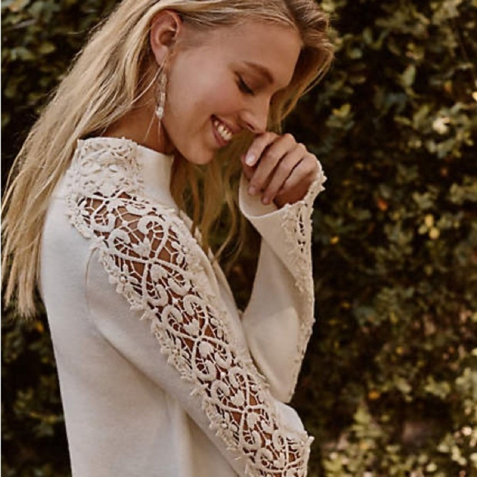 Anthropologie Knitted & Knotted Cashmere Blend Crochet Sweater Women Small Size S / US 4 / IT 40 - 2 Thumbnail